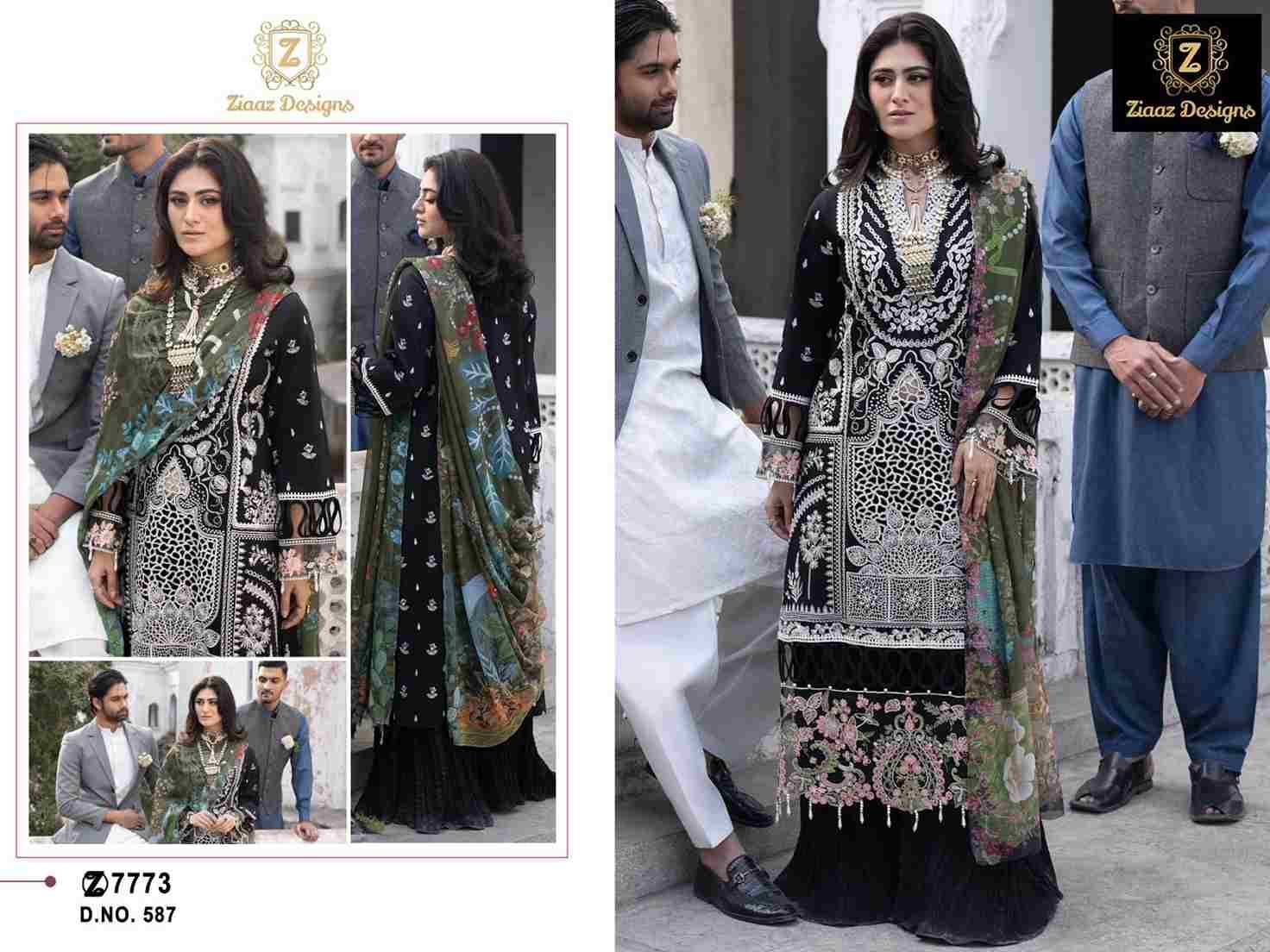 Ziaaz Designs Hit Design 587 By Ziaaz Designs Beautiful Pakistani Suits Colorful Stylish Fancy Casual Wear & Ethnic Wear Rayon Embroidered Dresses At Wholesale Price