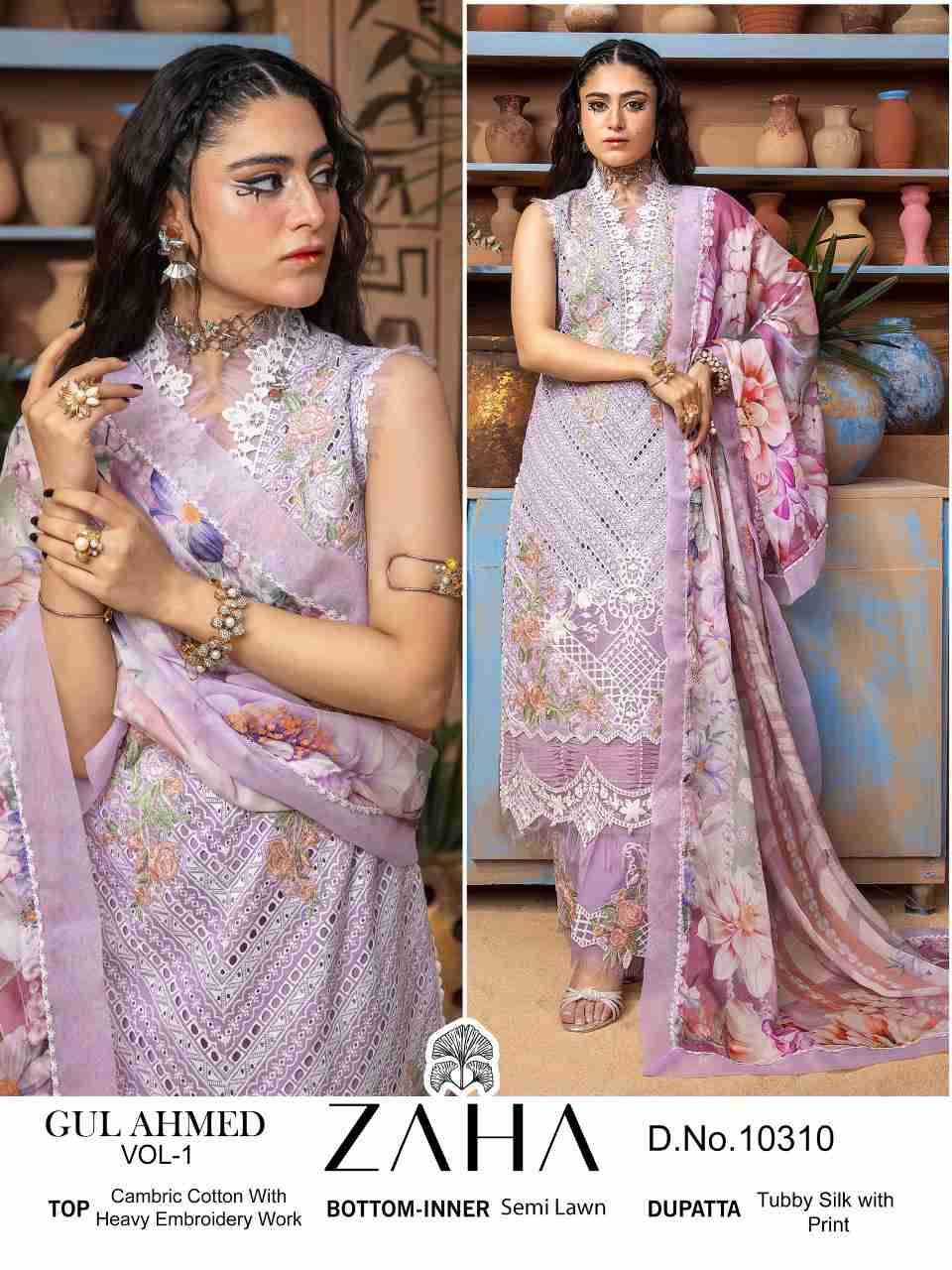 Zaha-10310 By Zaha Designer Pakistani Suits Beautiful Stylish Fancy Colorful Party Wear & Occasional Wear Cambric Cotton Embroidered Dresses At Wholesale Price