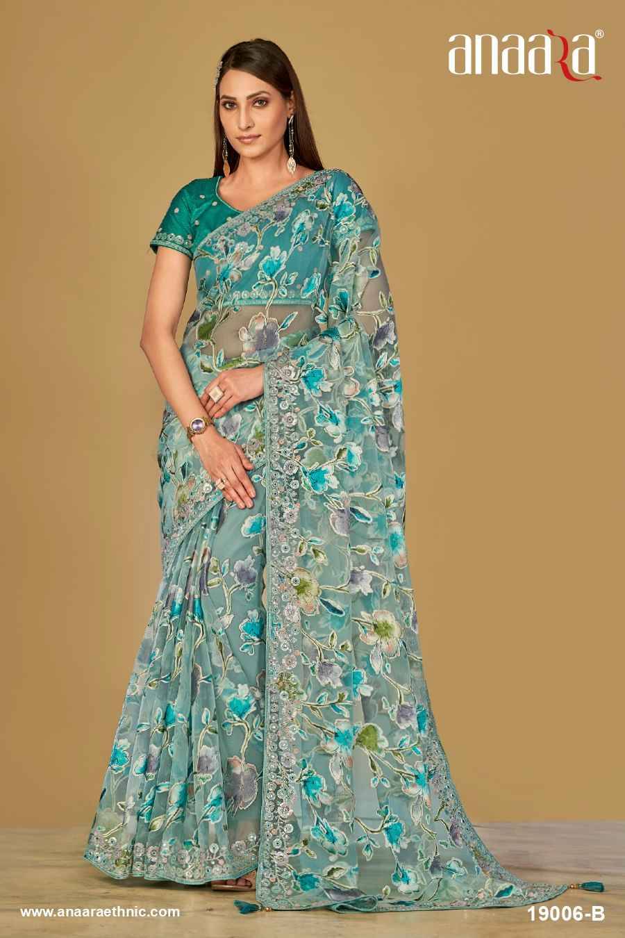 Anaara 19006 Colours By Tathastu 19006-A To 19006-D Series Indian Traditional Wear Collection Beautiful Stylish Fancy Colorful Party Wear & Occasional Wear Organza Brasso Sarees At Wholesale Price