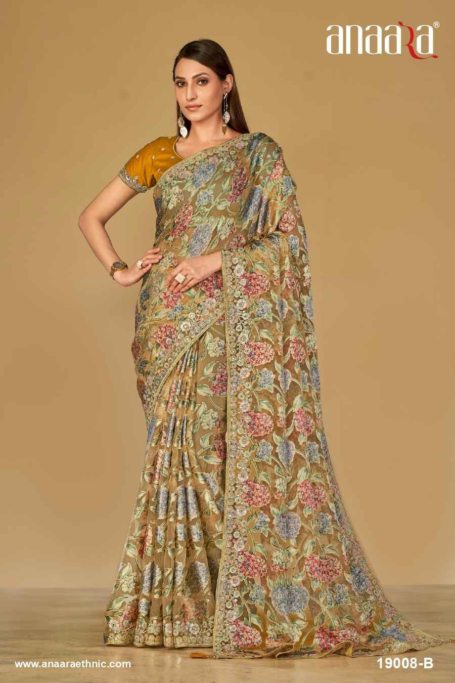 Anaara 19008 Colours By Tathastu 19008-A To 19008-D Series Indian Traditional Wear Collection Beautiful Stylish Fancy Colorful Party Wear & Occasional Wear Organza Brasso Sarees At Wholesale Price