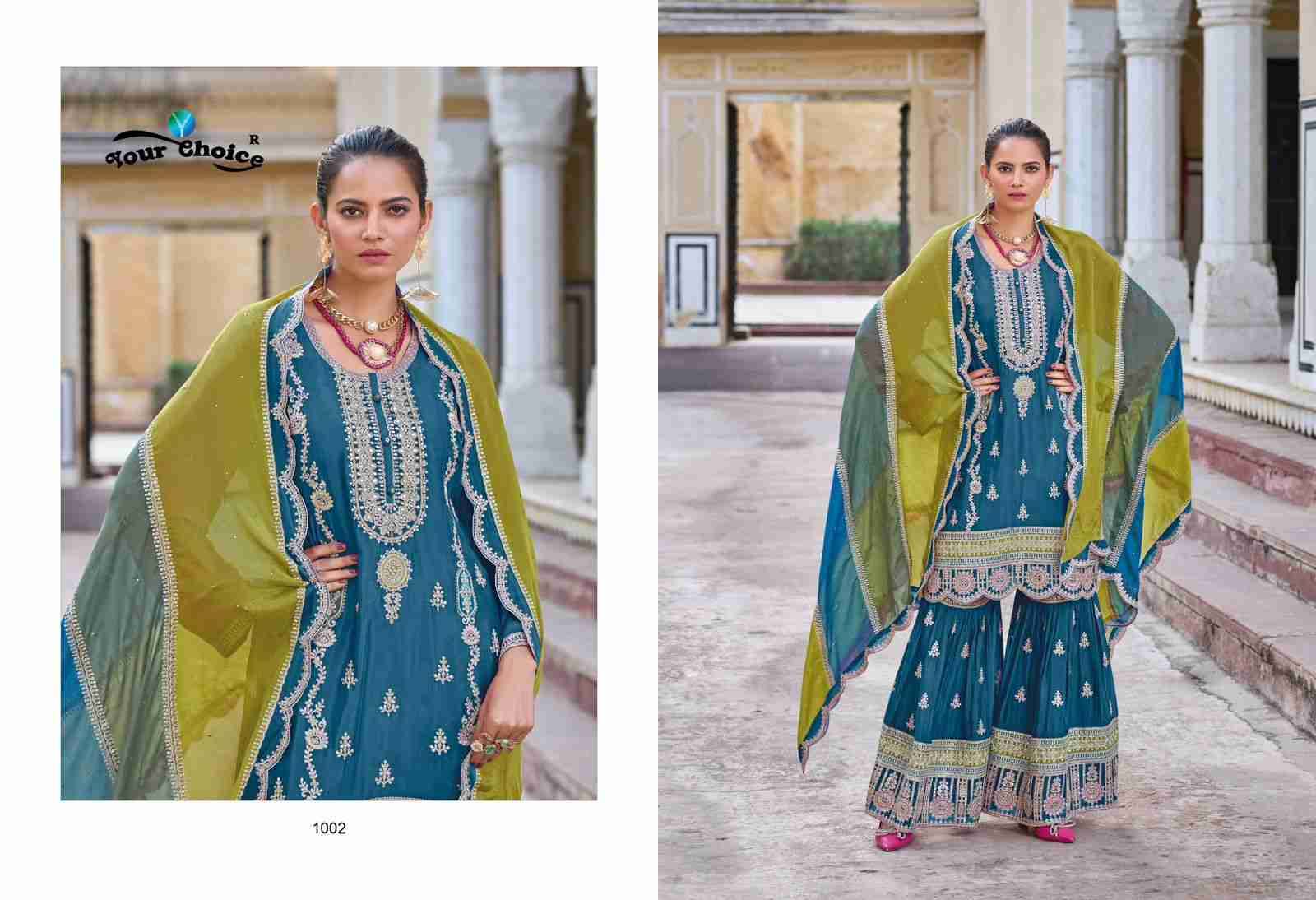 Aroma By Your Choice 1001 To 1003 Series Festive Suits Beautiful Fancy Colorful Stylish Party Wear & Occasional Wear Pure Chinnon Dresses At Wholesale Price