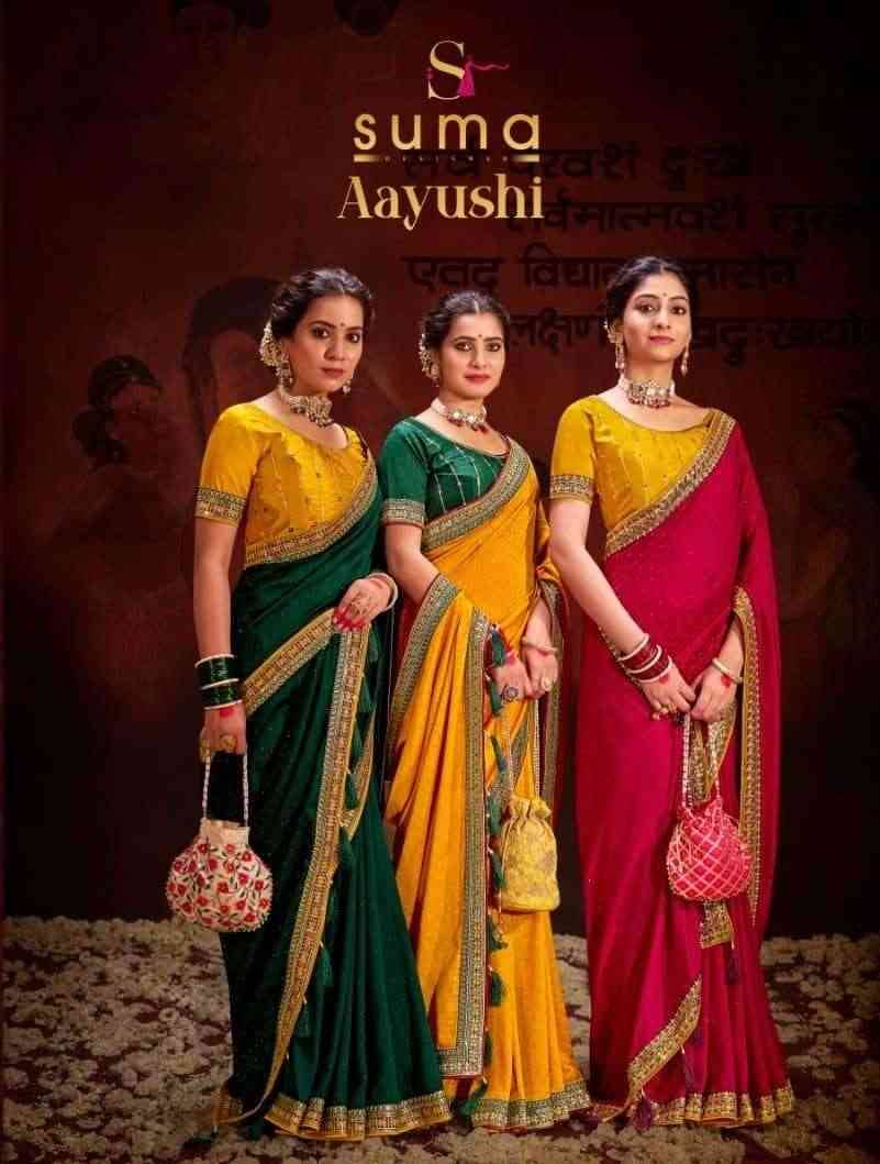 Aayushi By Suma 4001 To 4009 Series Indian Traditional Wear Collection Beautiful Stylish Fancy Colorful Party Wear & Occasional Wear Vichitra Silk Sarees At Wholesale Price