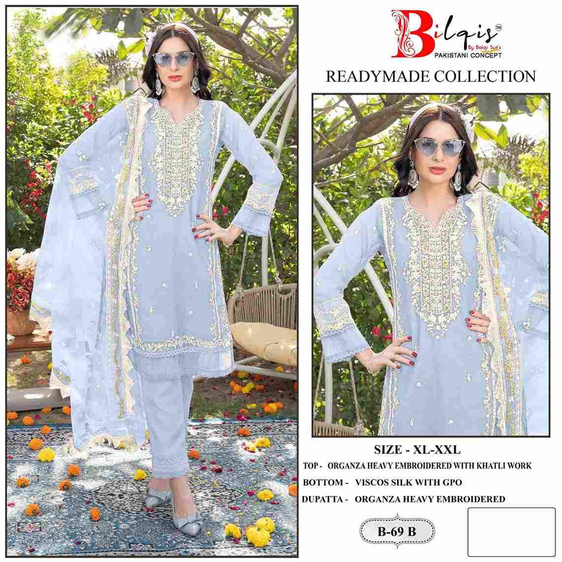 Bilqis 69 Colours By Bilqis 69-A To 69-D Series Beautiful Pakistani Suits Stylish Fancy Colorful Party Wear & Occasional Wear Organza Embroidery Dresses At Wholesale Price