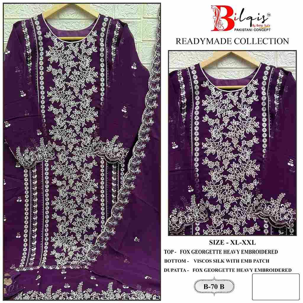 Bilqis 70 Colours By Bilqis 70-A To 70-D Series Beautiful Pakistani Suits Stylish Fancy Colorful Party Wear & Occasional Wear Faux Georgette Embroidery Dresses At Wholesale Price