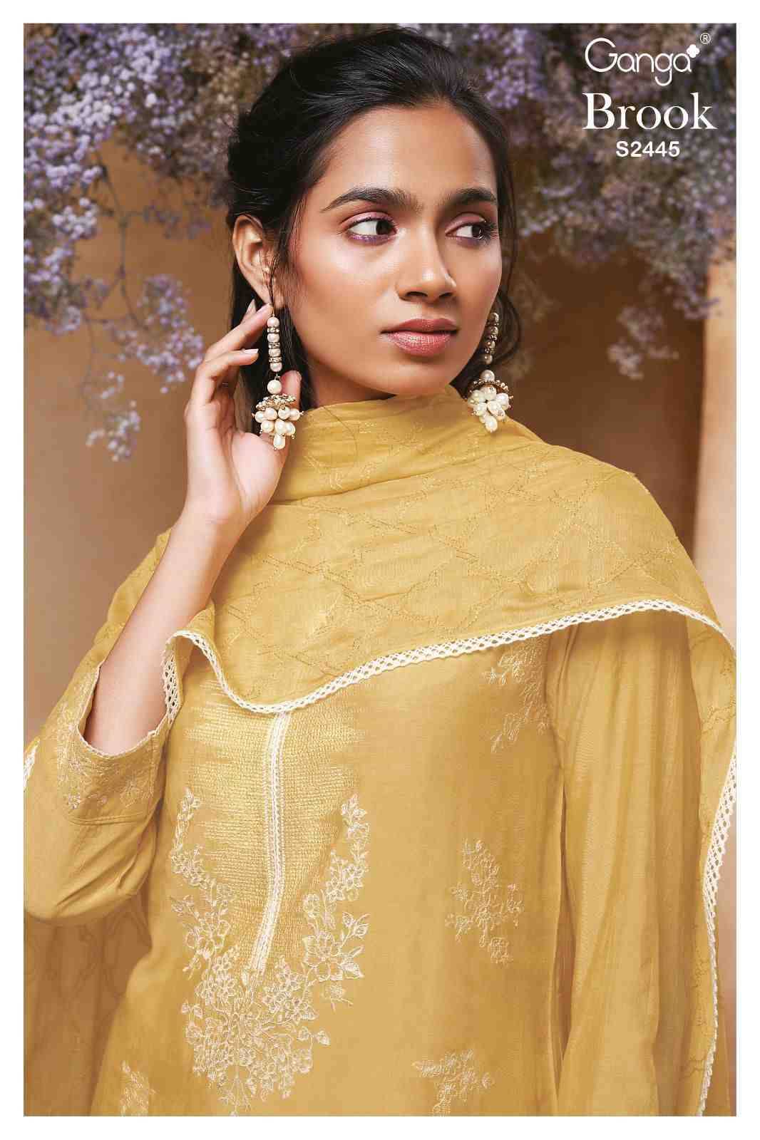 Brook-2445 By Ganga Fashion 2445-A To 2445-D Series Beautiful Festive Suits Colorful Stylish Fancy Casual Wear & Ethnic Wear Bemberg Silk Dresses At Wholesale Price
