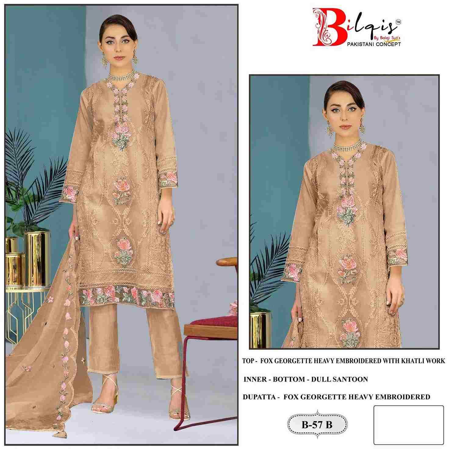 Bilqis 57 Colours By Bilqis 57-A To 57-D Series Beautiful Pakistani Suits Stylish Fancy Colorful Party Wear & Occasional Wear Organza Embroidery Dresses At Wholesale Price