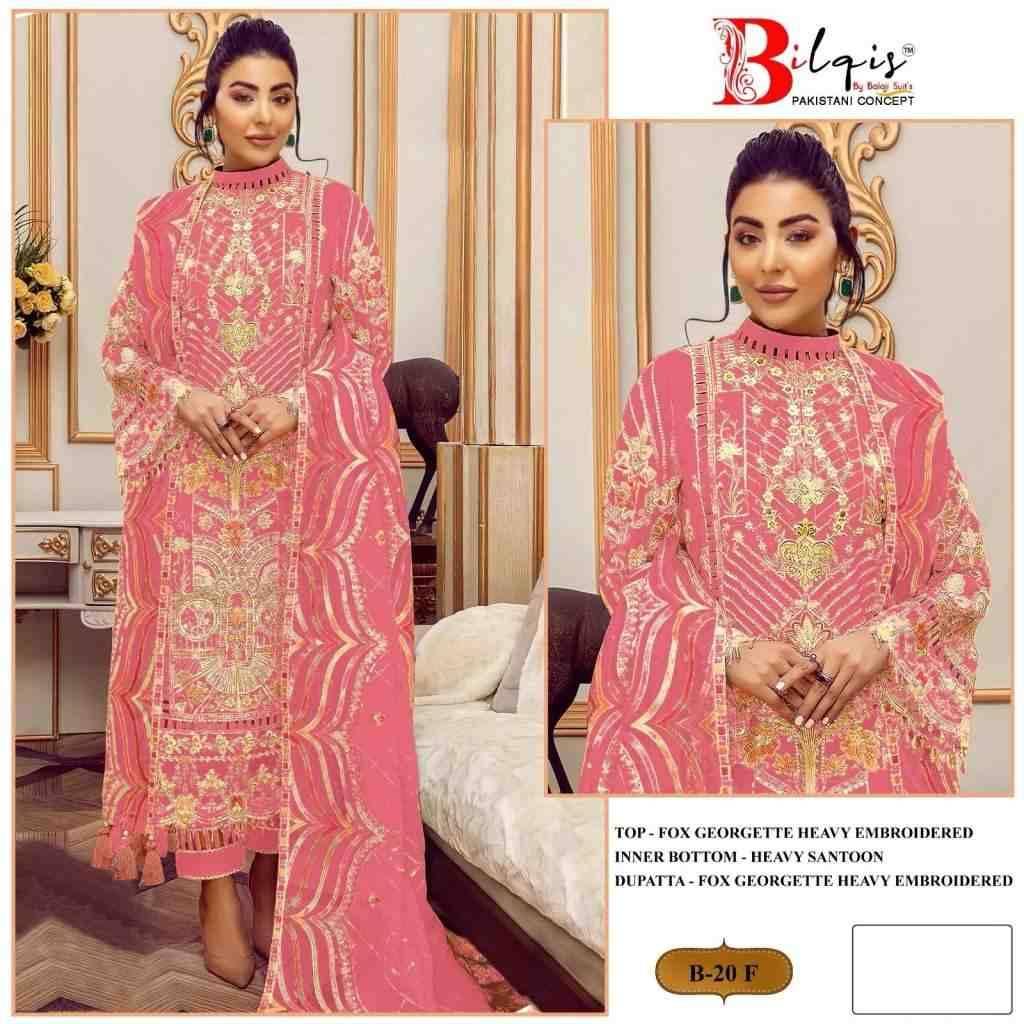 Bilqis 20 Colours Vol-2 By Bilqis 20-E To 20-H Series Beautiful Pakistani Suits Stylish Fancy Colorful Party Wear & Occasional Wear Faux Georgette Embroidery Dresses At Wholesale Price