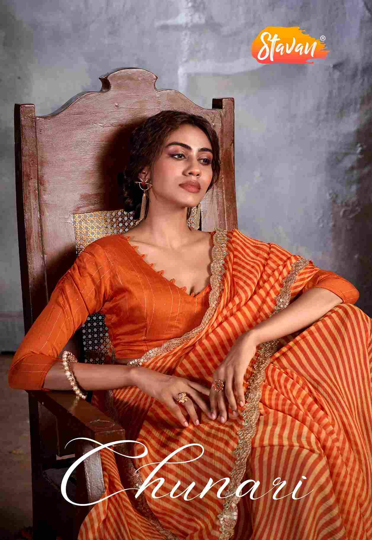 Chunari By Stavan 1001 To 1018 Series Indian Traditional Wear Collection Beautiful Stylish Fancy Colorful Party Wear & Occasional Wear Pure Chiffon Sarees At Wholesale Price