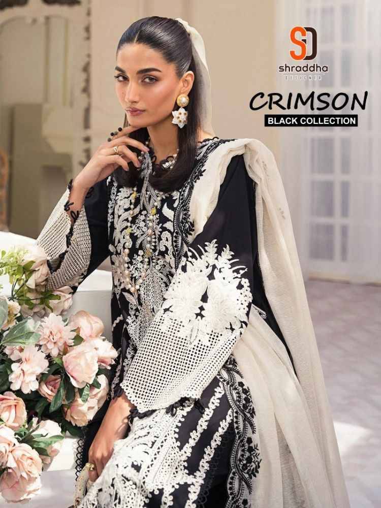 Crimson Black Collection By Shraddha Designer 1001 To 1004 Series Designer Pakistani Suits Beautiful Stylish Fancy Colorful Party Wear & Occasional Wear Pure Cotton Embroidered Dresses At Wholesale Price