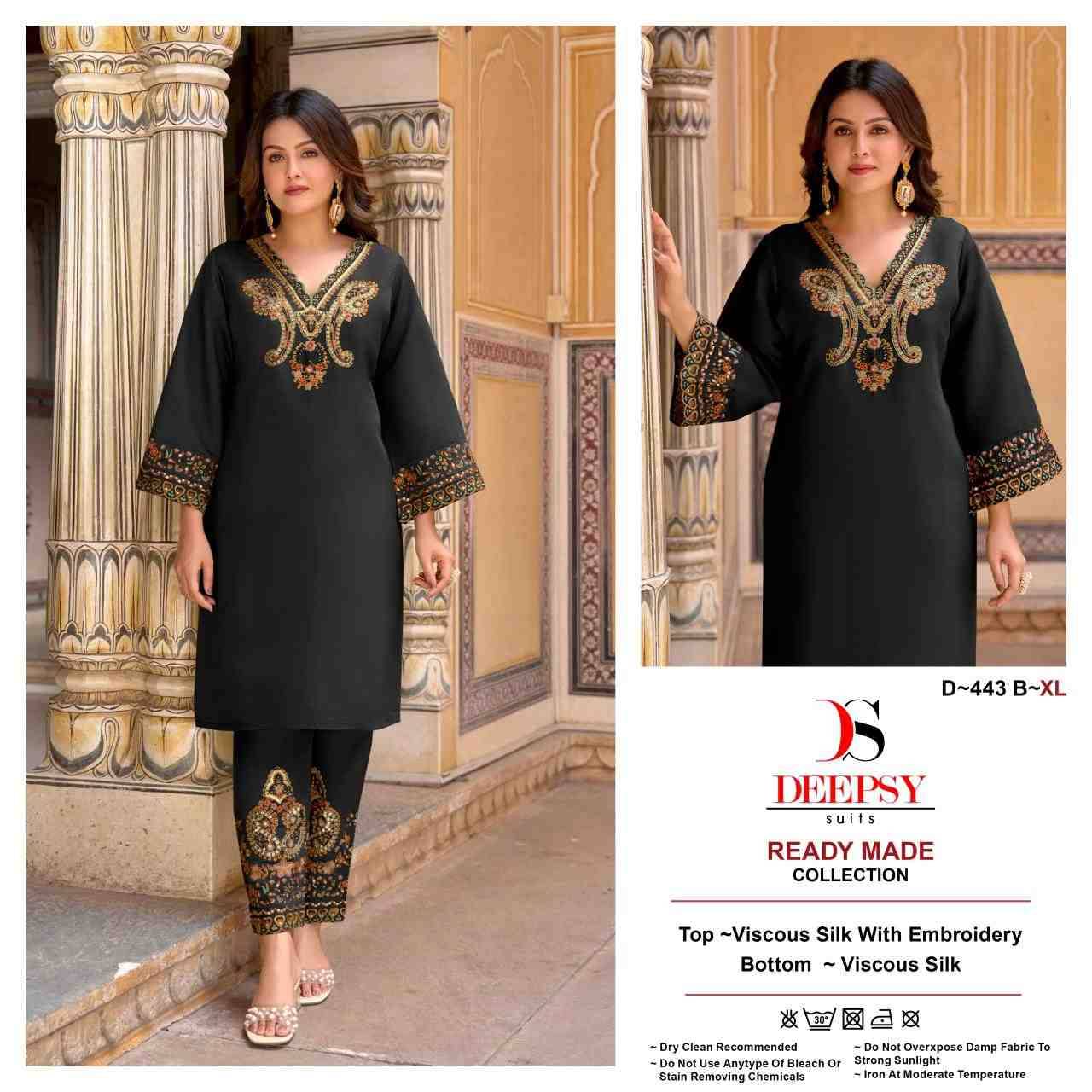 Deepsy Hit Design 443 Colours By Deepsy Suits 443-A To 443-D Series Designer Pakistani Suits Collection Beautiful Stylish Fancy Colorful Party Wear & Occasional Wear Viscose Silk Kurtis With Bottom At Wholesale Price