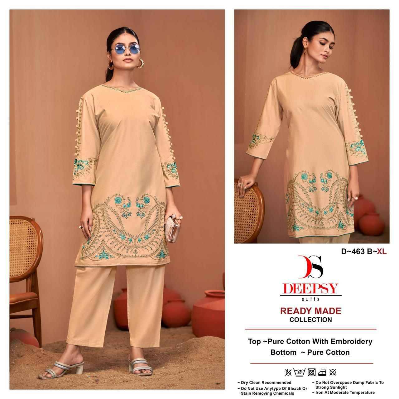 Deepsy Hit Design 463 Colours By Deepsy Suits 463-A To 463-D Series Designer Pakistani Suits Collection Beautiful Stylish Fancy Colorful Party Wear & Occasional Wear Pure Cotton Kurtis With Bottom At Wholesale Price