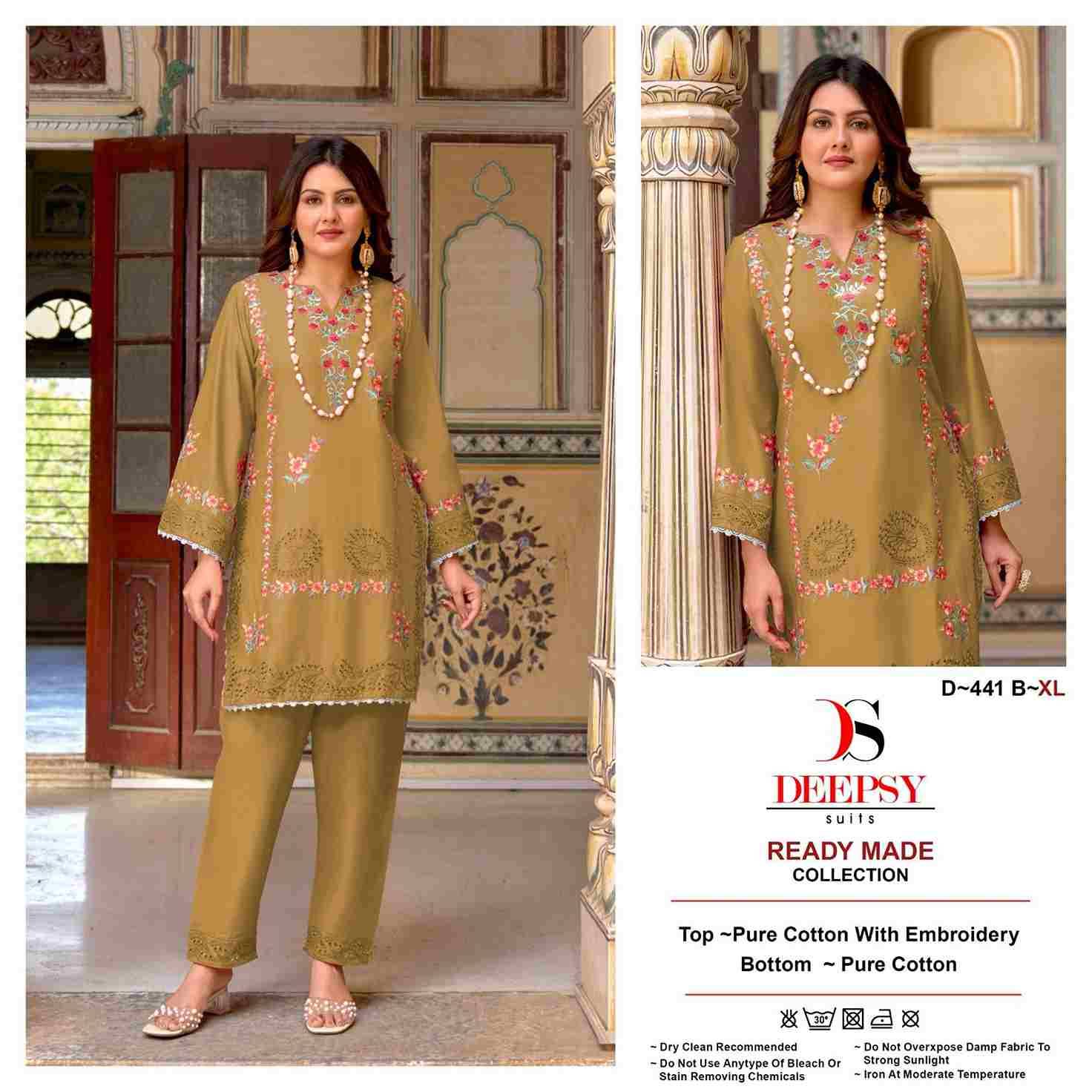 Deepsy Hit Design 441 Colours By Deepsy Suits 441-A To 441-D Series Designer Pakistani Suits Collection Beautiful Stylish Fancy Colorful Party Wear & Occasional Wear Pure Cotton Kurtis With Bottom At Wholesale Price