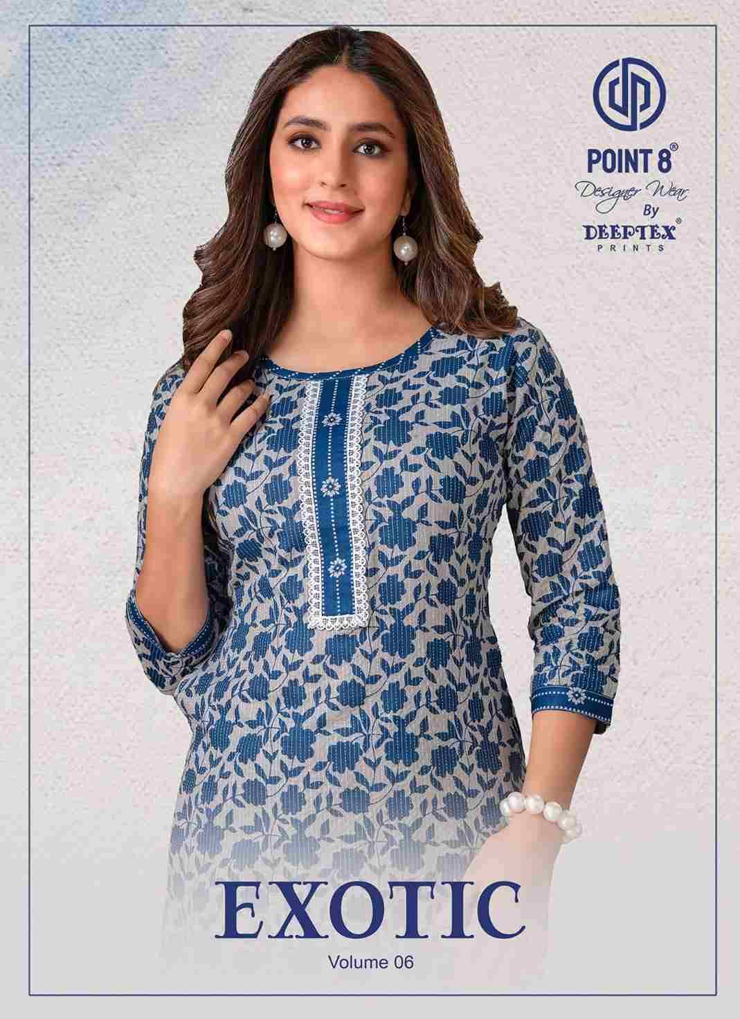 Exotic Vol-6 By Deeptex Prints 6001 To 6008 Series Designer Stylish Fancy Colorful Beautiful Party Wear & Ethnic Wear Collection Cotton Print Kurtis At Wholesale Price