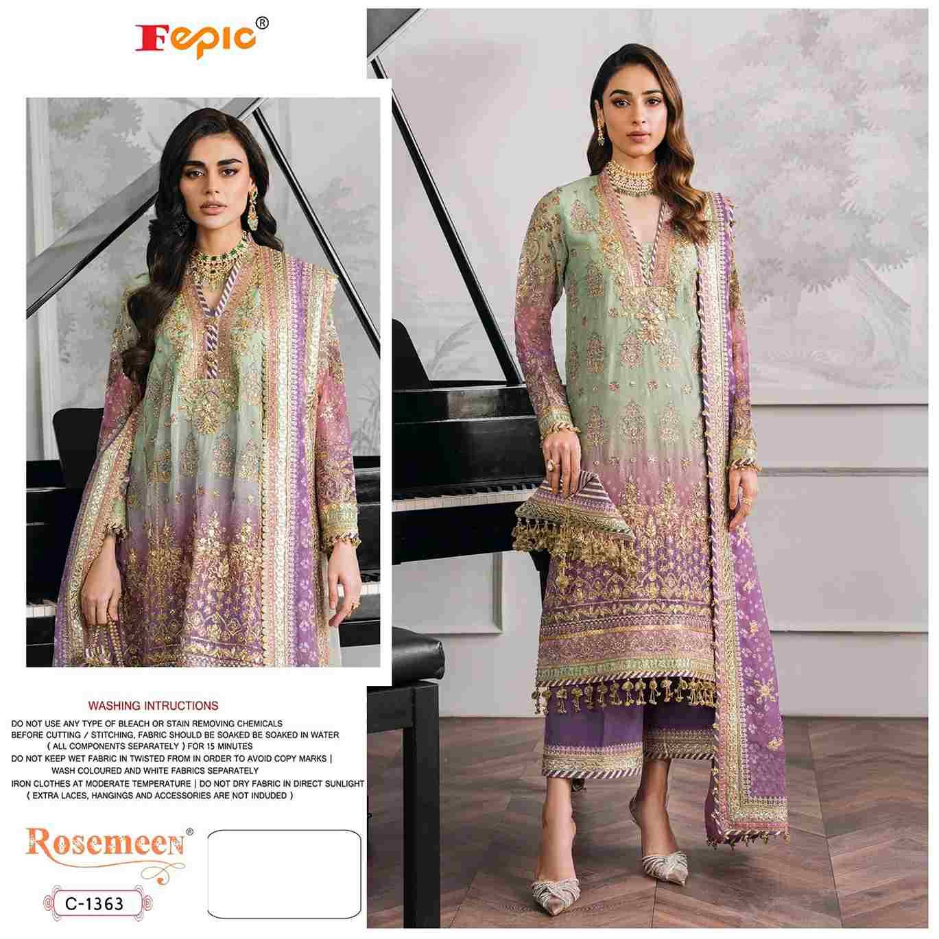Fepic Hit Design 1363 By Fepic Designer Pakistani Suits Beautiful Stylish Fancy Colorful Party Wear & Occasional Wear Georgette Embroidered Dresses At Wholesale Price