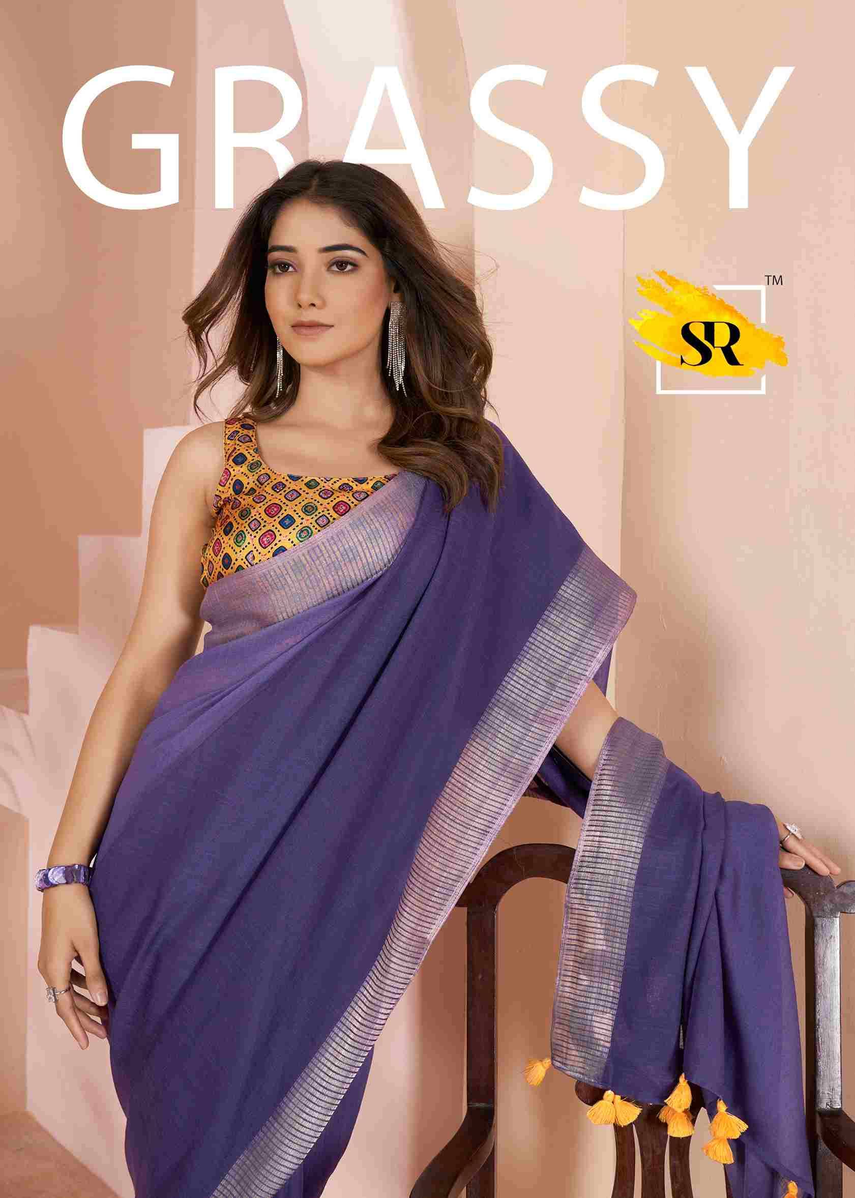 Grassy By SR 1001 To 1010 Series Indian Traditional Wear Collection Beautiful Stylish Fancy Colorful Party Wear & Occasional Wear Linen Sarees At Wholesale Price