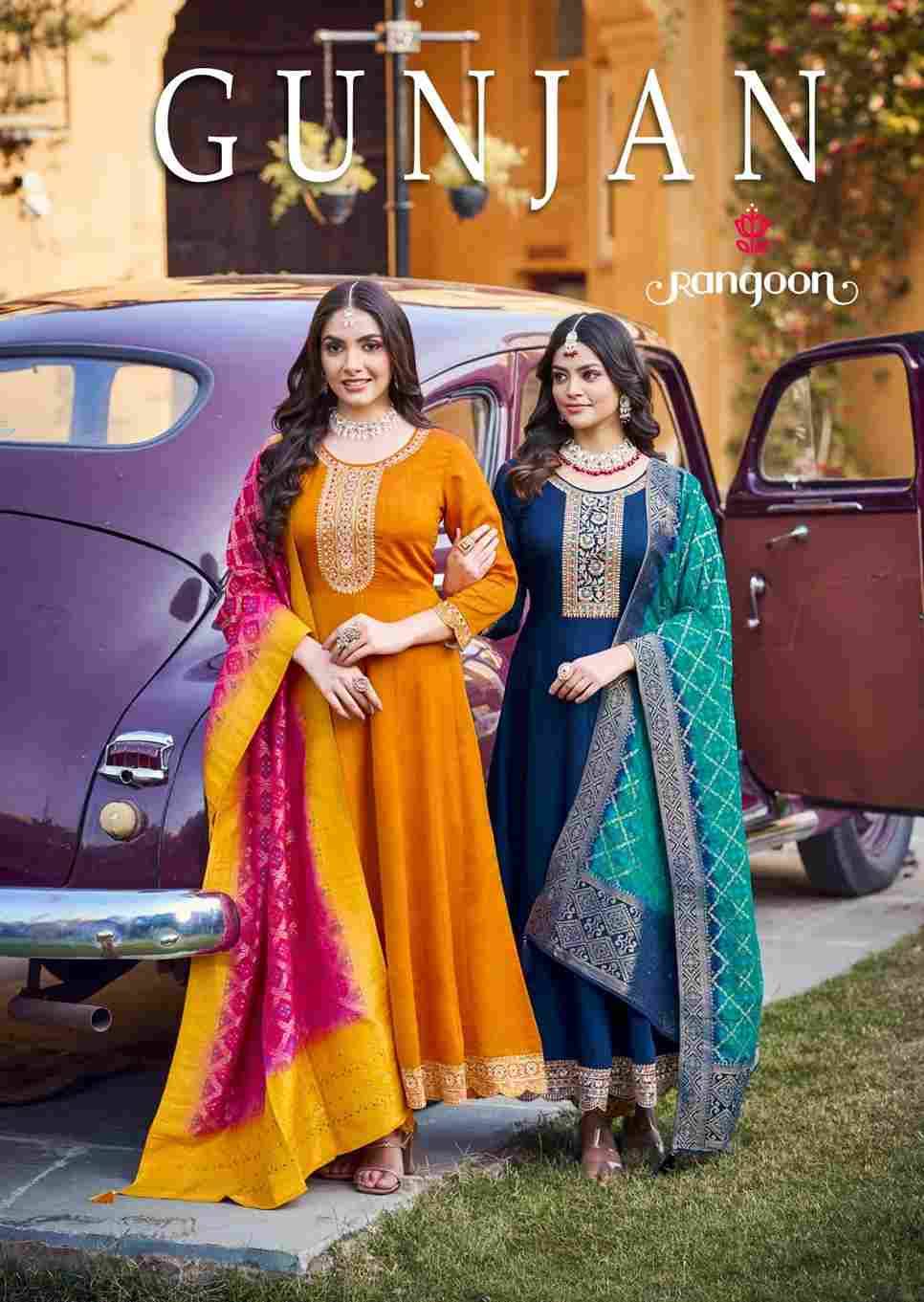 Gunjan By Rangoon 5176 To 5179 Series Beautiful Stylish Festive Suits Fancy Colorful Casual Wear & Ethnic Wear & Ready To Wear Silk Embroidered Dresses At Wholesale Price