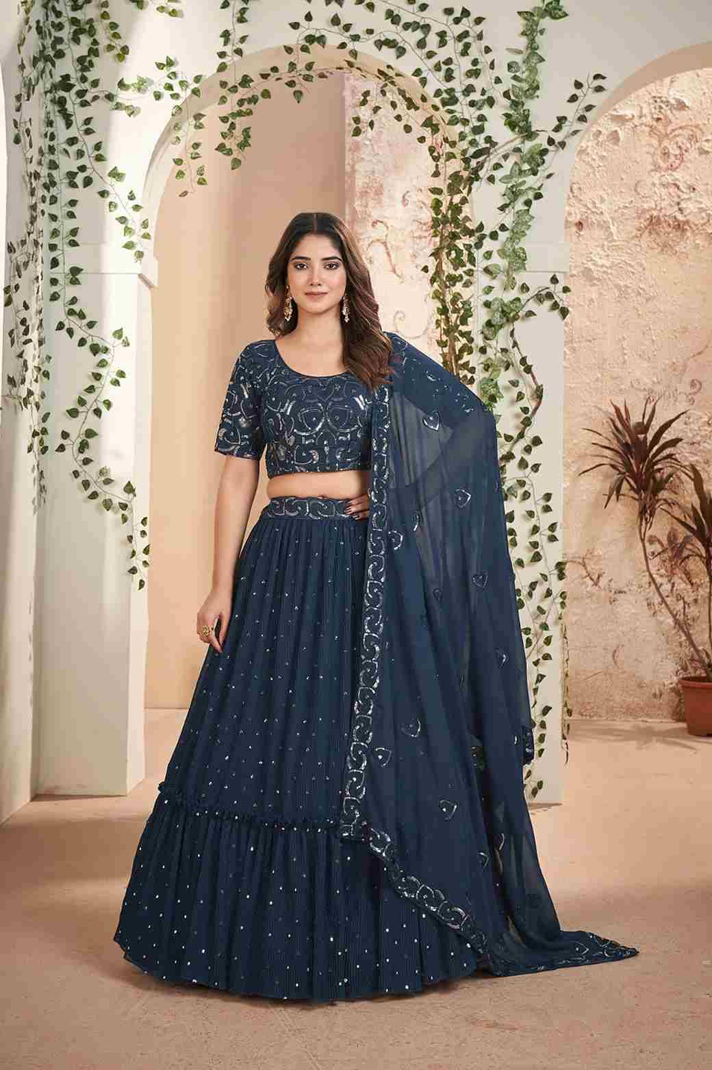 Gulkanya Vol-5 By Gulkanya Style 5001 To 5005 Series Festive Wear Collection Beautiful Stylish Colorful Fancy Party Wear & Occasional Wear Faux Georgette Lehengas At Wholesale Price