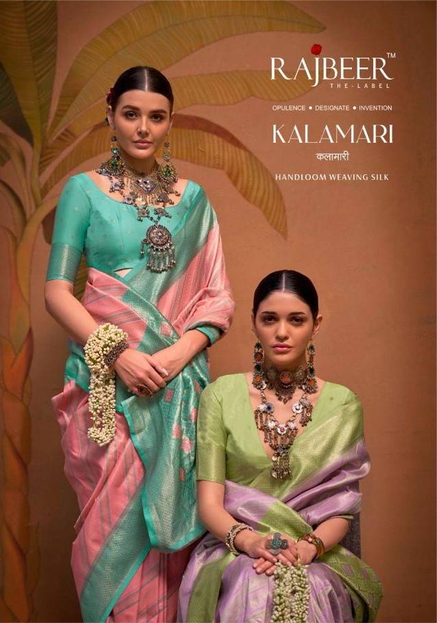 Kalamari By Rajbeer 17001 To 17006 Series Indian Traditional Wear Collection Beautiful Stylish Fancy Colorful Party Wear & Occasional Wear Handloom Silk Sarees At Wholesale Price