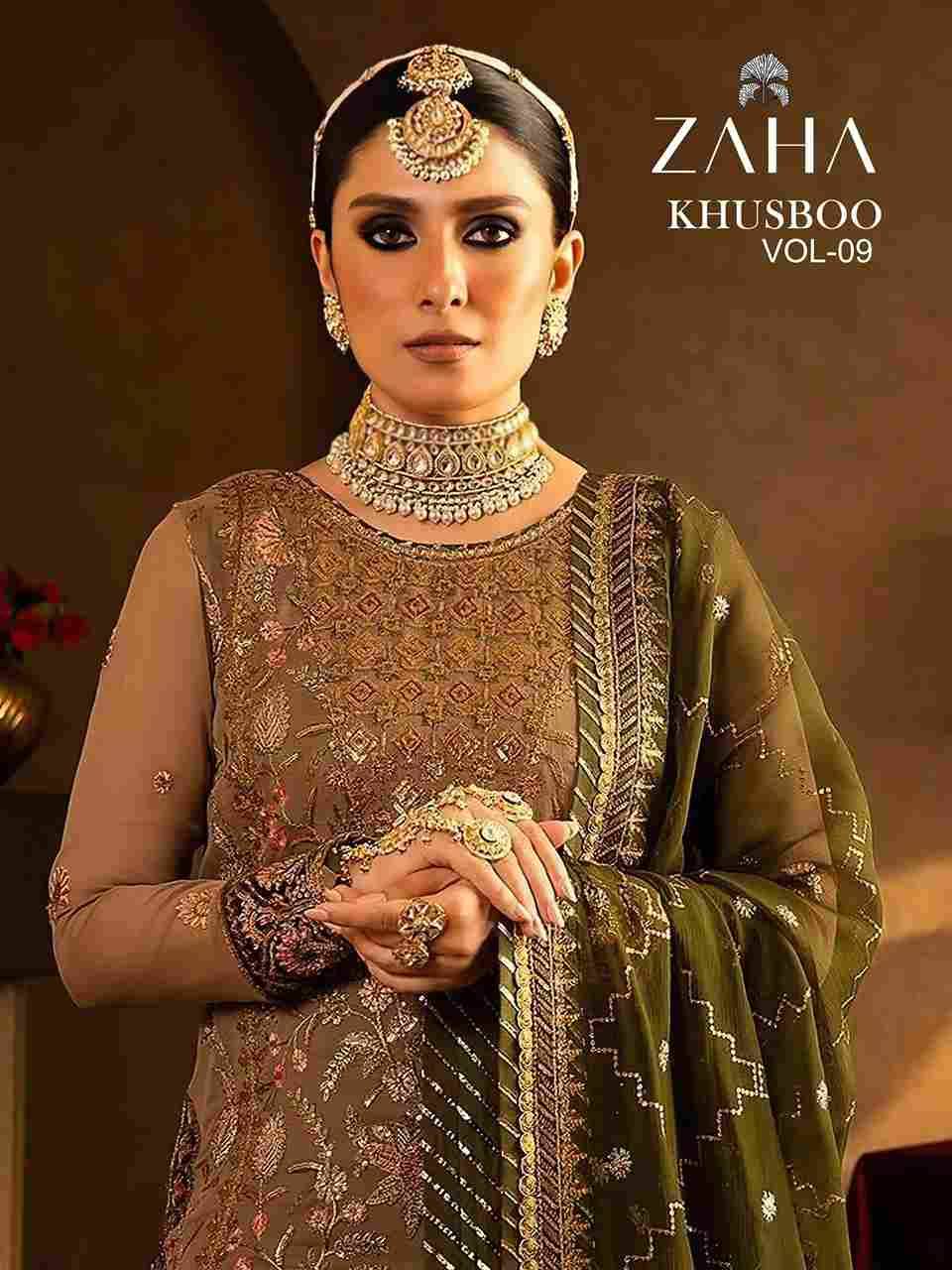 Khusboo Vol-9 By Zaha 10323 To 10325 Series Beautiful Pakistani Suits Colorful Stylish Fancy Casual Wear & Ethnic Wear Faux Georgette Embroidered Dresses At Wholesale Price