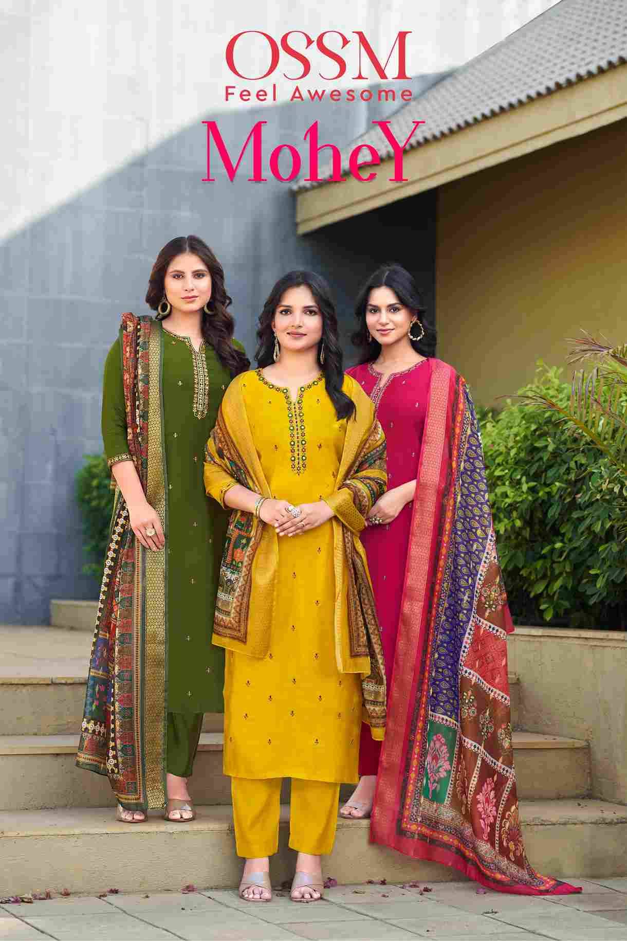 Mohey By Ossm 1001 To 1006 Series Designer Festive Suits Beautiful Stylish Fancy Colorful Party Wear & Occasional Wear Viscose Silk Dresses At Wholesale Price