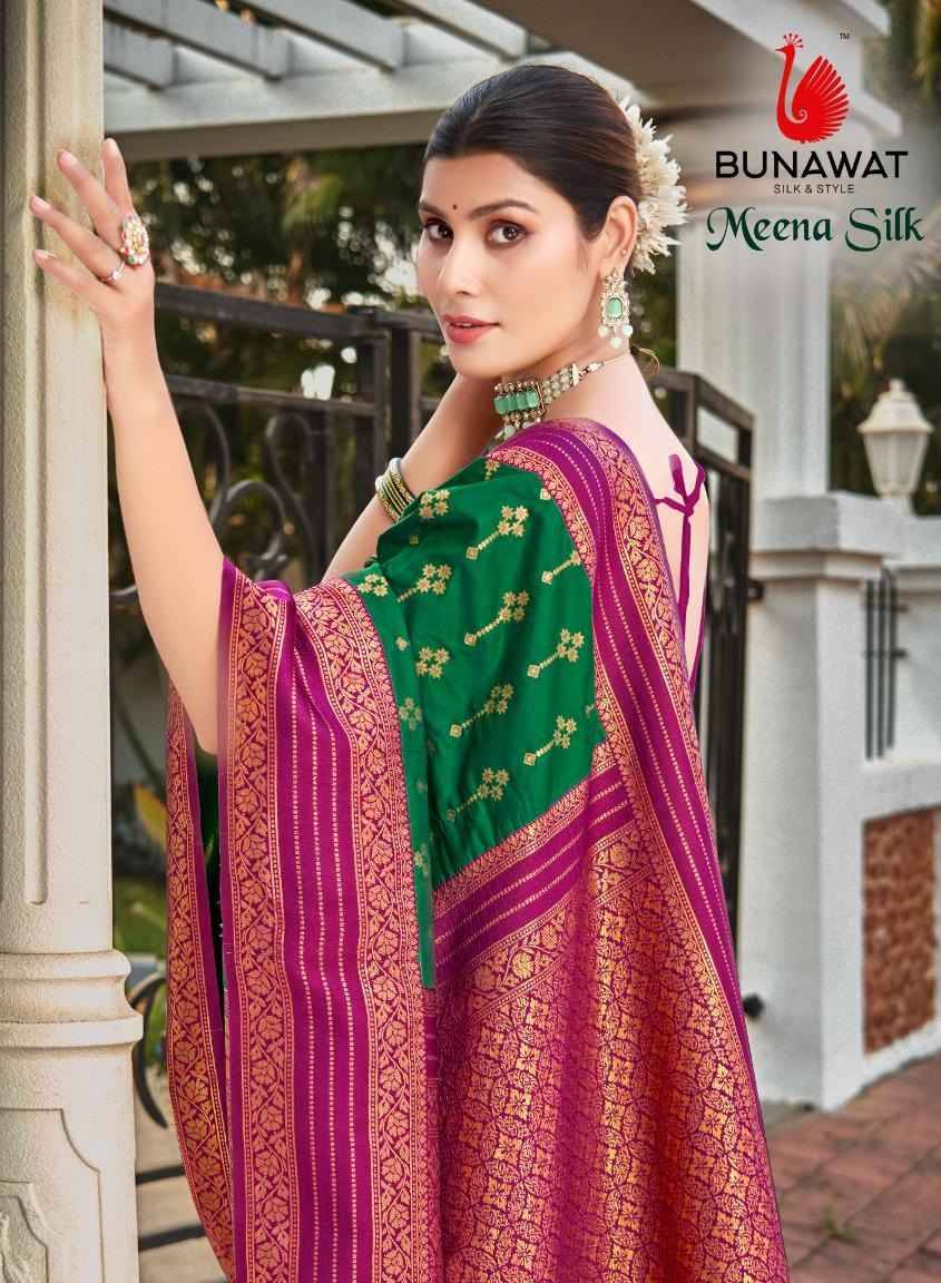 Meena Silk By Bunawat 1001 To 1006 Series Indian Traditional Wear Collection Beautiful Stylish Fancy Colorful Party Wear & Occasional Wear Silk Sarees At Wholesale Price