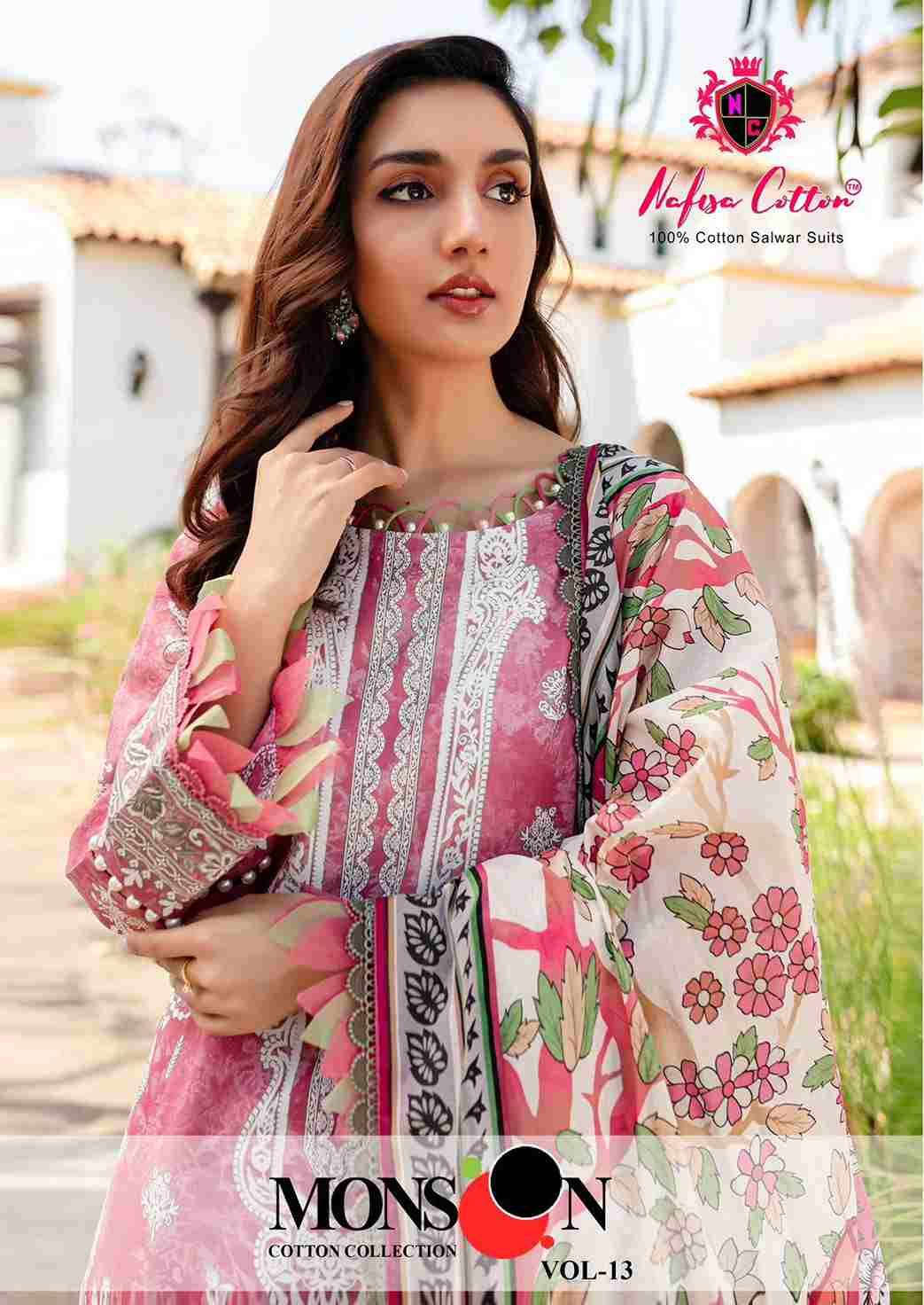 Monsoon Cotton Collection Vol-13 By Nafisa Cotton 13001 To 13006 Series Beautiful Stylish Festive Suits Fancy Colorful Casual Wear & Ethnic Wear & Ready To Wear Pure Cotton Print Dresses At Wholesale Price