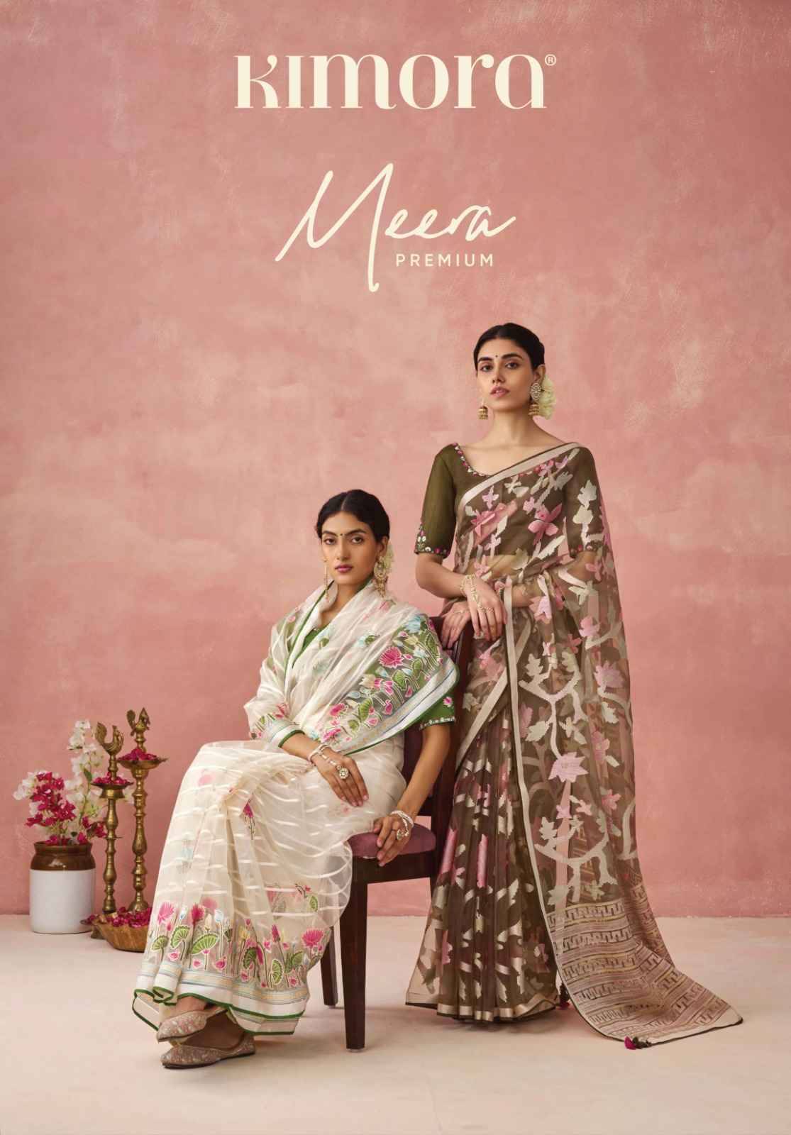 Meera Vol-15 By Kimora Fashion 17041 To 17051 Series Indian Traditional Wear Collection Beautiful Stylish Fancy Colorful Party Wear & Occasional Wear Organza Brasso Sarees At Wholesale Price