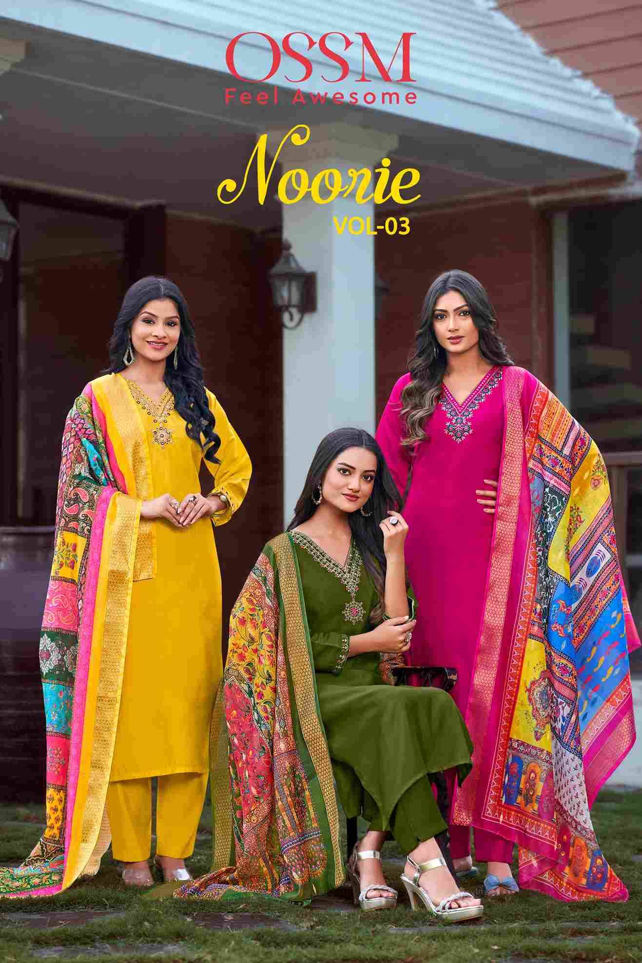 Noorie Vol-3 By Ossm 101 To 106 Series Beautiful Stylish Fancy Colorful Casual Wear & Ethnic Wear Viscose Silk Embroidered Dresses At Wholesale Price