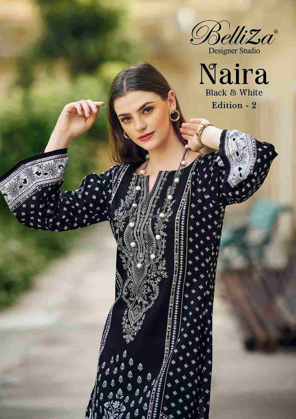 Naira Black And White Vol-2 By Belliza 936-001 To 936-008 Series Designer Suits Beautiful Fancy Colorful Stylish Party Wear & Occasional Wear Pure Jam Cotton Dresses At Wholesale Price