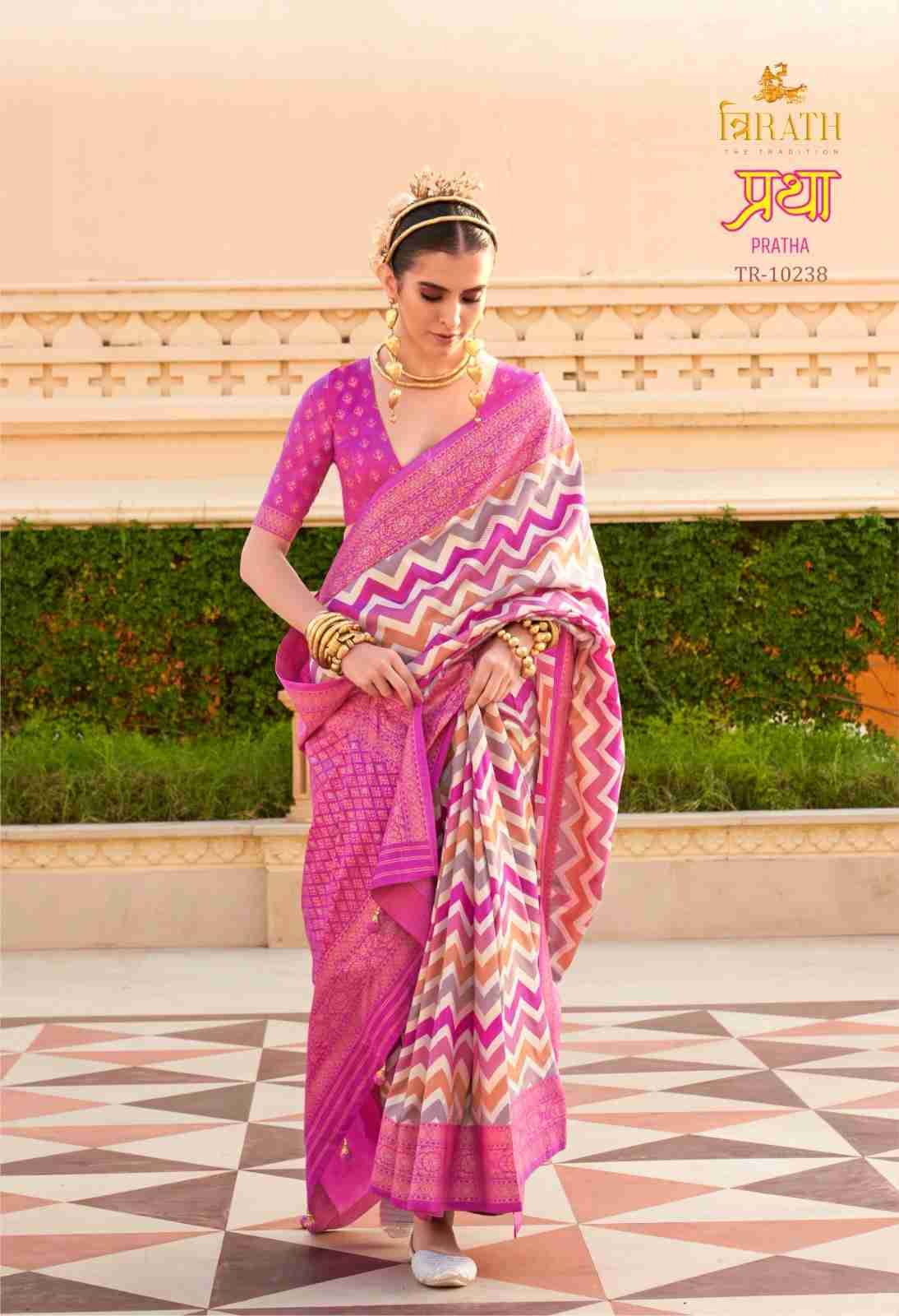 Pratha By Trirath 10237 To 10247 Series Indian Traditional Wear Collection Beautiful Stylish Fancy Colorful Party Wear & Occasional Wear Vichitra Silk Sarees At Wholesale Price