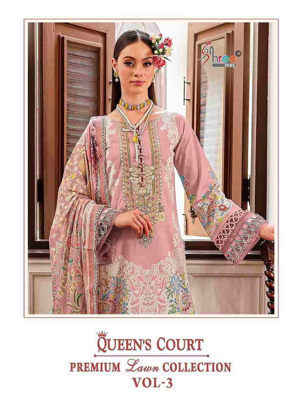 Queens Court Premium Lawn Collection Vol-3 By Shree Fabs 3644 To 3647 Series Designer Pakistani Suits Beautiful Stylish Fancy Colorful Party Wear & Occasional Wear Pure Cotton Print Embroidered Dresses At Wholesale Price