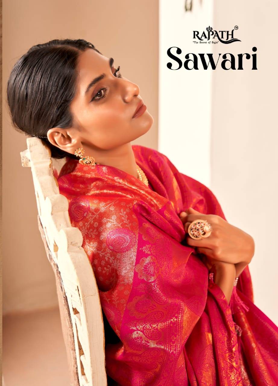 Sawari By Rajpath 340001 To 340005 Series Indian Traditional Wear Collection Beautiful Stylish Fancy Colorful Party Wear & Occasional Wear Silk Sarees At Wholesale Price