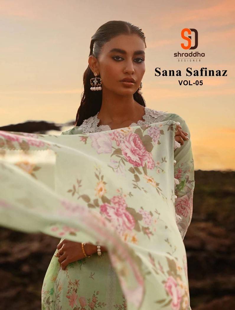 Sana Safinaz Vol-2 By Shraddha Designer 5001 To 5002 Series Beautiful Pakistani Suits Colorful Stylish Fancy Casual Wear & Ethnic Wear Pure Lawn Cotton With Embroidered Dresses At Wholesale Price