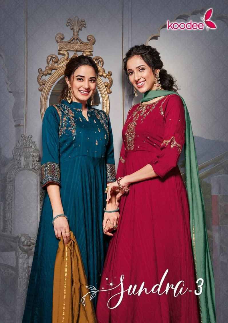 Sundra Vol-3 By Koodee 6079 To 6084 Series Beautiful Stylish Fancy Colorful Casual Wear & Ethnic Wear Viscose Gowns With Dupatta At Wholesale Price