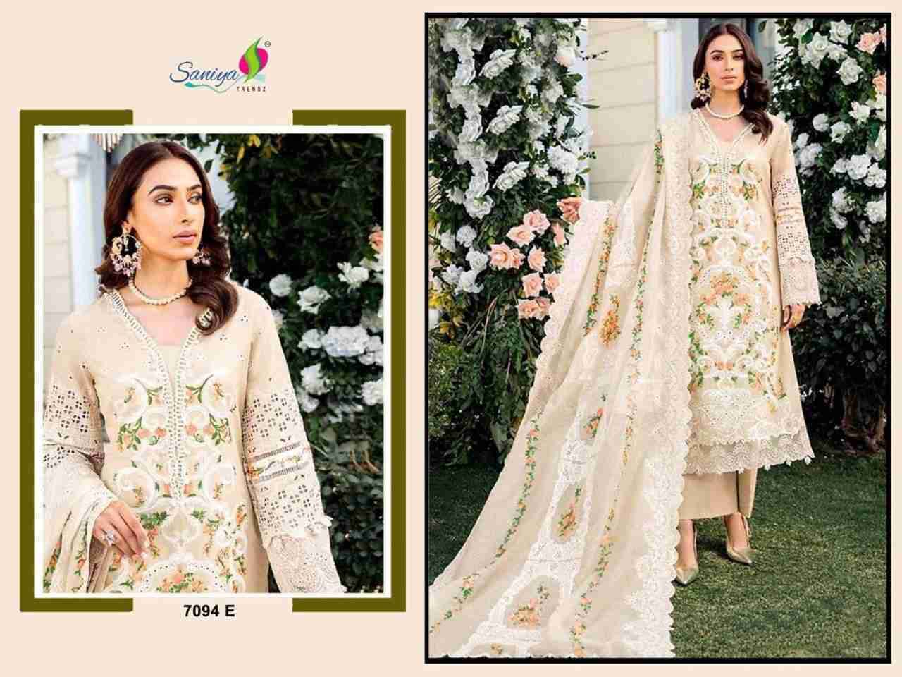 Saniya Trendz Hit Design 7094-E By Saniya Trendz Beautiful Pakistani Suits Colorful Stylish Fancy Casual Wear & Ethnic Wear Cotton Embroidered Dresses At Wholesale Price