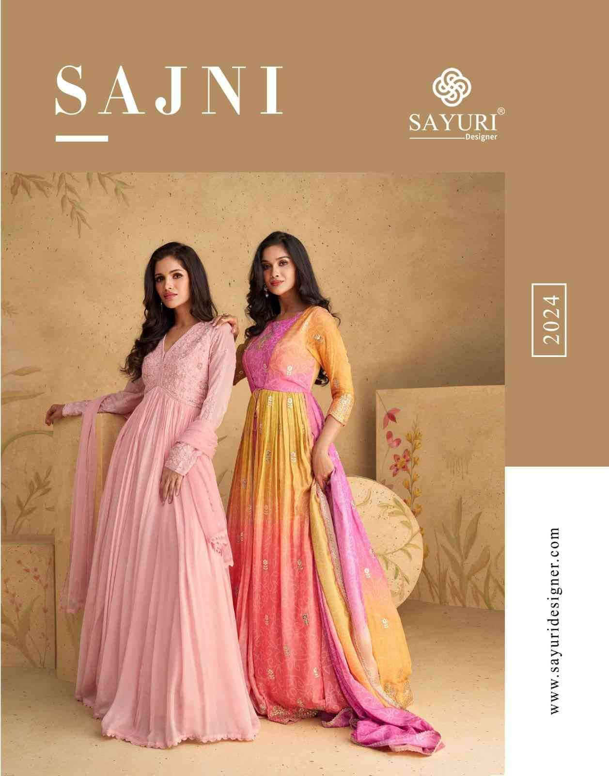 Sajni By Sayuri 5558 To 5560 Series Designer Stylish Fancy Colorful Beautiful Party Wear & Ethnic Wear Collection Georgette Gown With Bottom At Wholesale Price