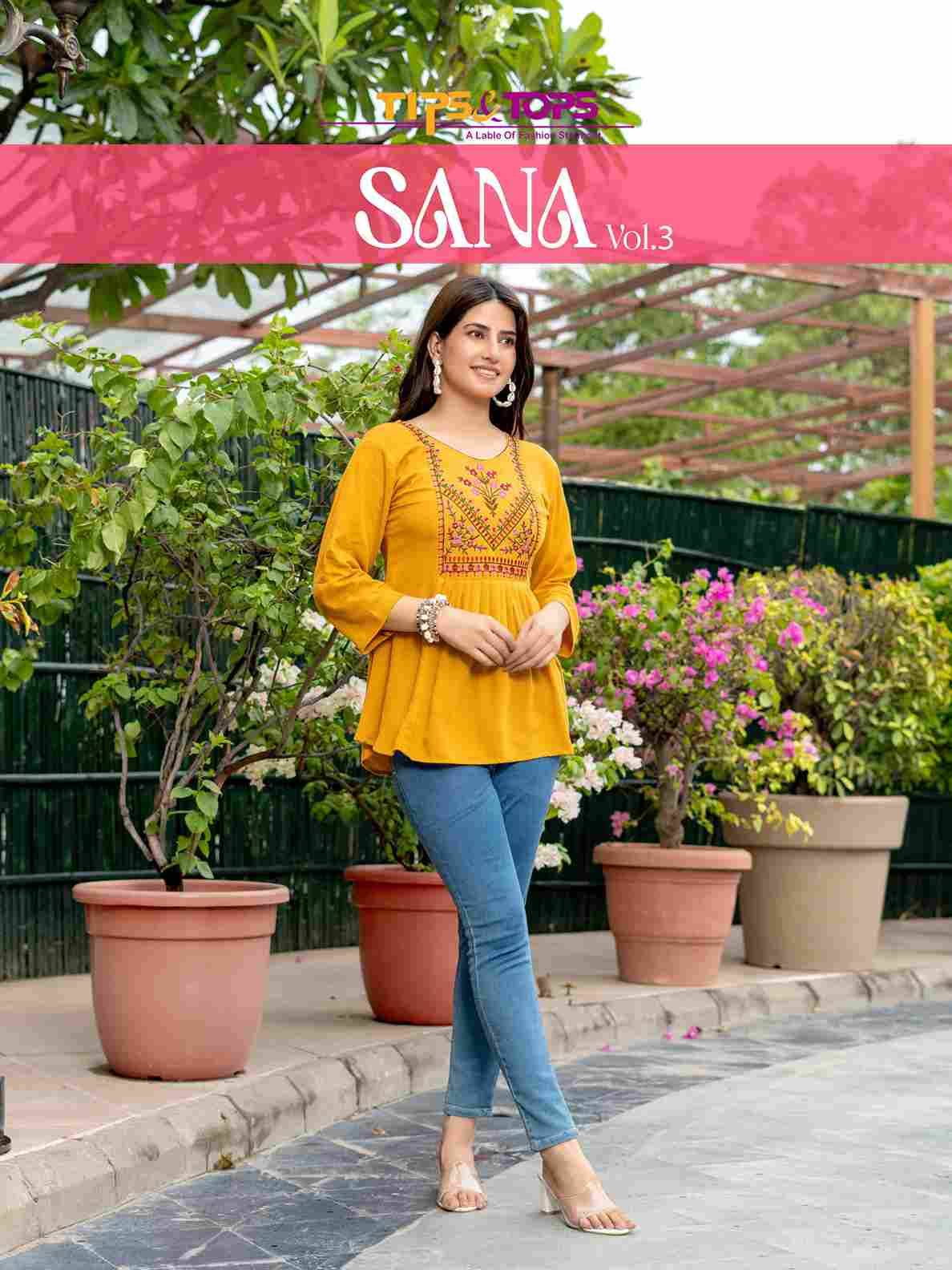 Sana Vol-3 By Tips And Tops 101 To 108 Series Designer Stylish Fancy Colorful Beautiful Party Wear & Ethnic Wear Collection Rayon Tops At Wholesale Price