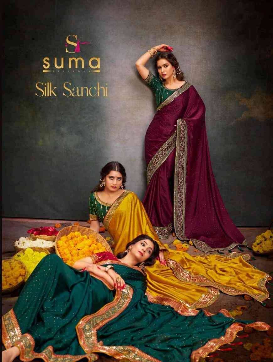 Silk Sanchi By Suma 3001 To 3009 Series Indian Traditional Wear Collection Beautiful Stylish Fancy Colorful Party Wear & Occasional Wear Satin Sarees At Wholesale Price