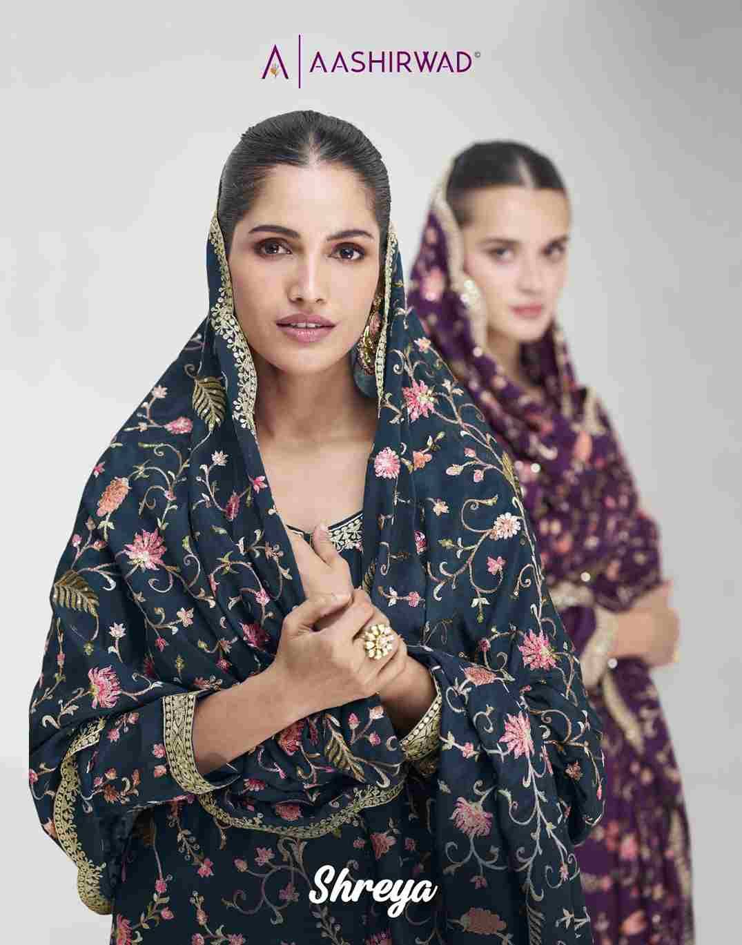 Shreya By Aashirwad Creation 10016 To 10019 Series Festive Suits Beautiful Fancy Colorful Stylish Party Wear & Occasional Wear Premium Chinnon Silk Dresses At Wholesale Price