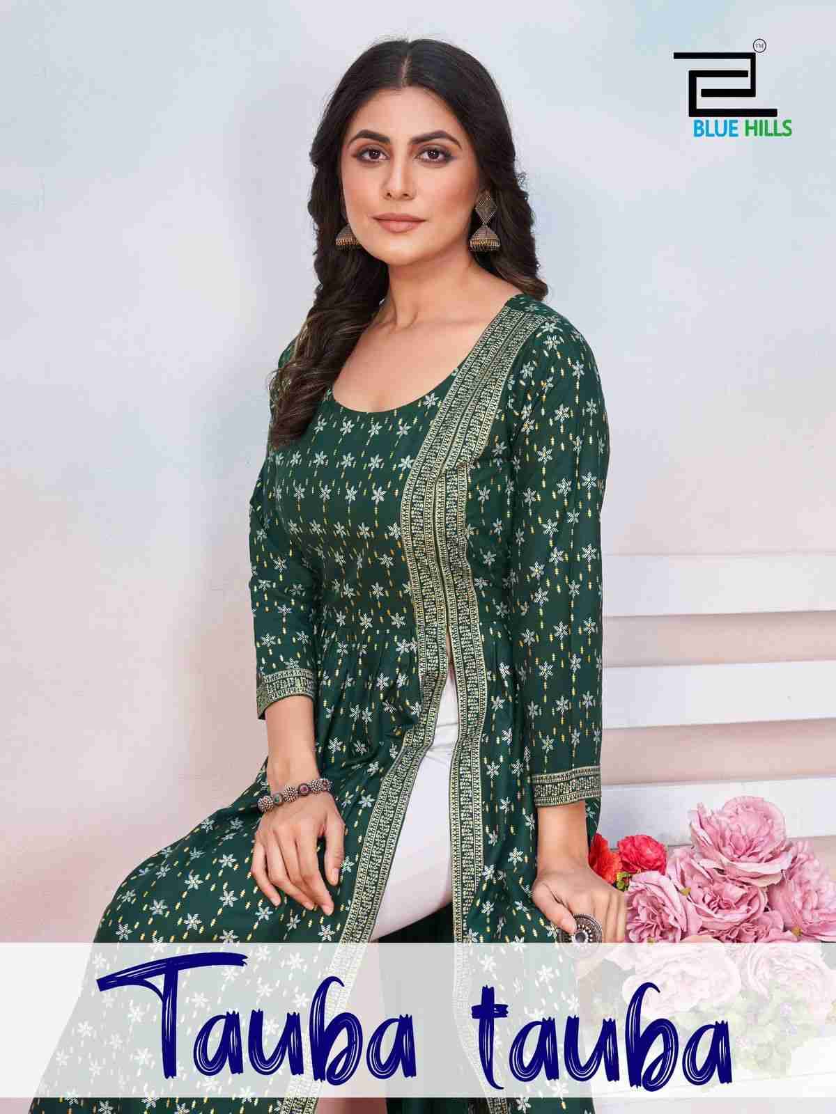 Tauba Tauba By Blue Hills 1001 To 1006 Series Designer Stylish Fancy Colorful Beautiful Party Wear & Ethnic Wear Collection Rayon Foil Kurtis At Wholesale Price