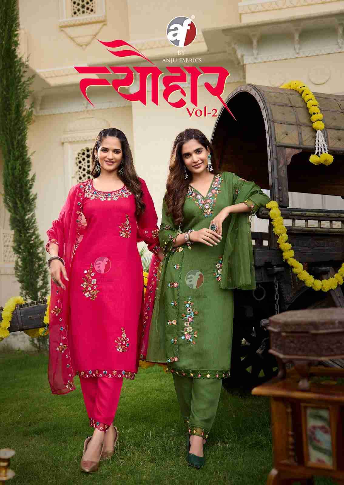 Tyohar Vol-2 By Anju Fabrics 3811 To 3816 Series Beautiful Suits Colorful Stylish Fancy Casual Wear & Ethnic Wear Pure Viscose Organza Dresses At Wholesale Price