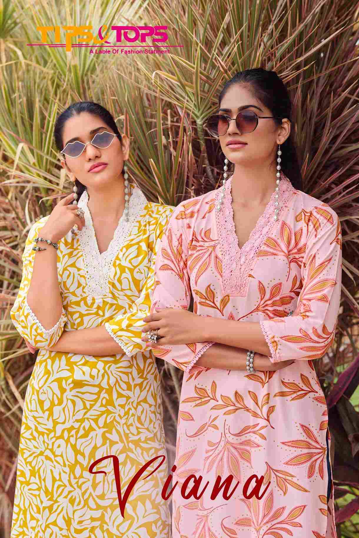 Viana By Tips And Tops 1001 To 1006 Series Designer Stylish Fancy Colorful Beautiful Party Wear & Ethnic Wear Collection Rayon Print Kurtis At Wholesale Price
