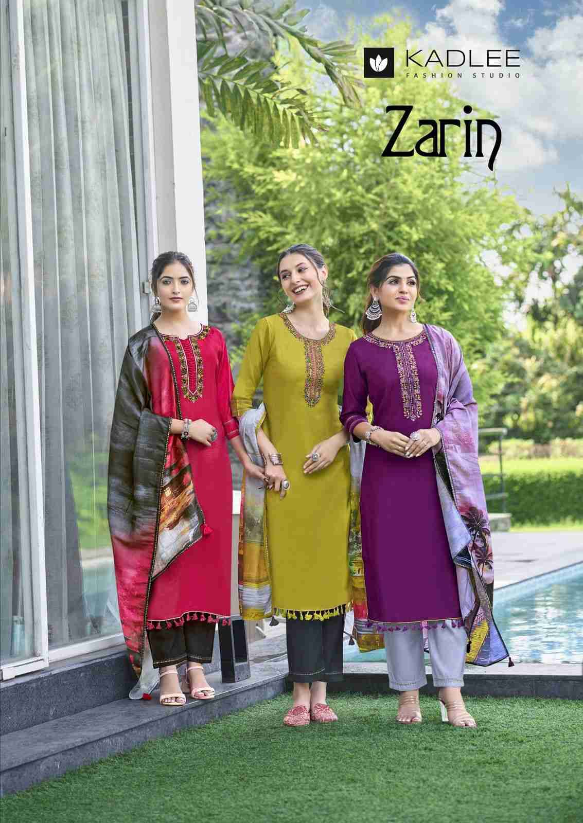 Zarin By Kadlee 1001 To 1006 Series Beautiful Stylish Suits Fancy Colorful Casual Wear & Ethnic Wear & Ready To Wear Viscose With Work Dresses At Wholesale Price