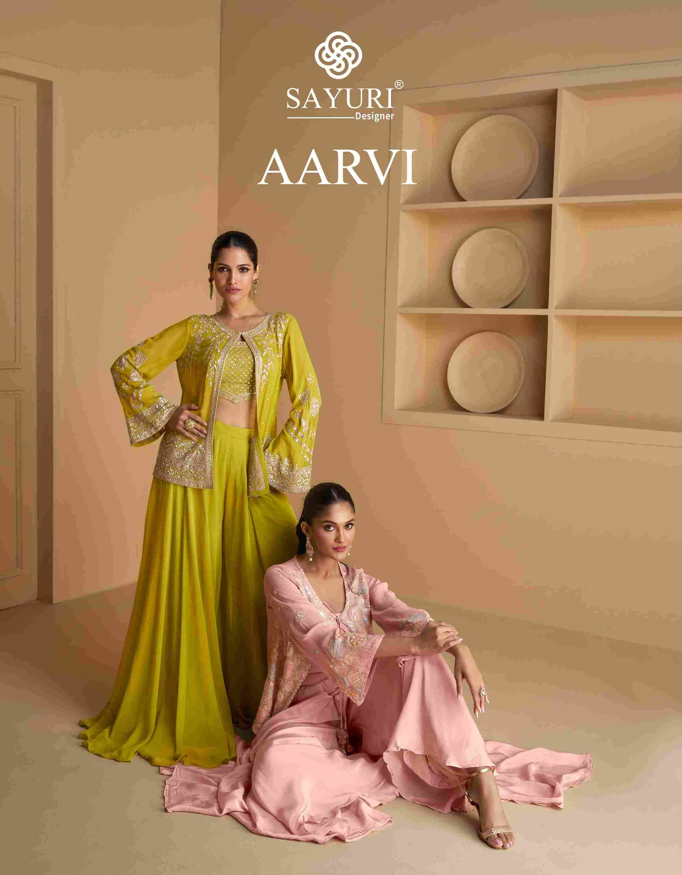 Aarvi By Sayuri 5529 To 5530 Series Designer Stylish Fancy Colorful Beautiful Party Wear & Ethnic Wear Collection Georgette Tops With Bottom At Wholesale Price