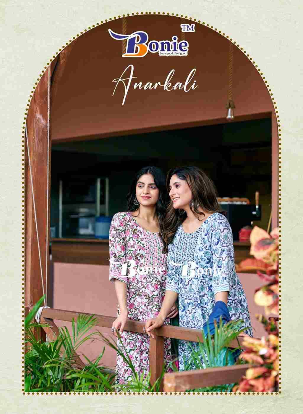 Anarkali By Bonie 1001 To 1007 Series Beautiful Festive Suits Colorful Stylish Fancy Casual Wear & Ethnic Wear Rayon Dresses At Wholesale Price