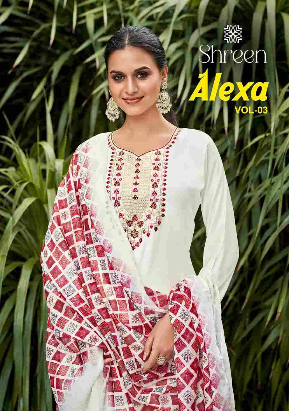 Alexa Vol-3 By Shreen 1001 To 1005 Series Beautiful Festive Suits Colorful Stylish Fancy Casual Wear & Ethnic Wear Roman Silk Dresses At Wholesale Price