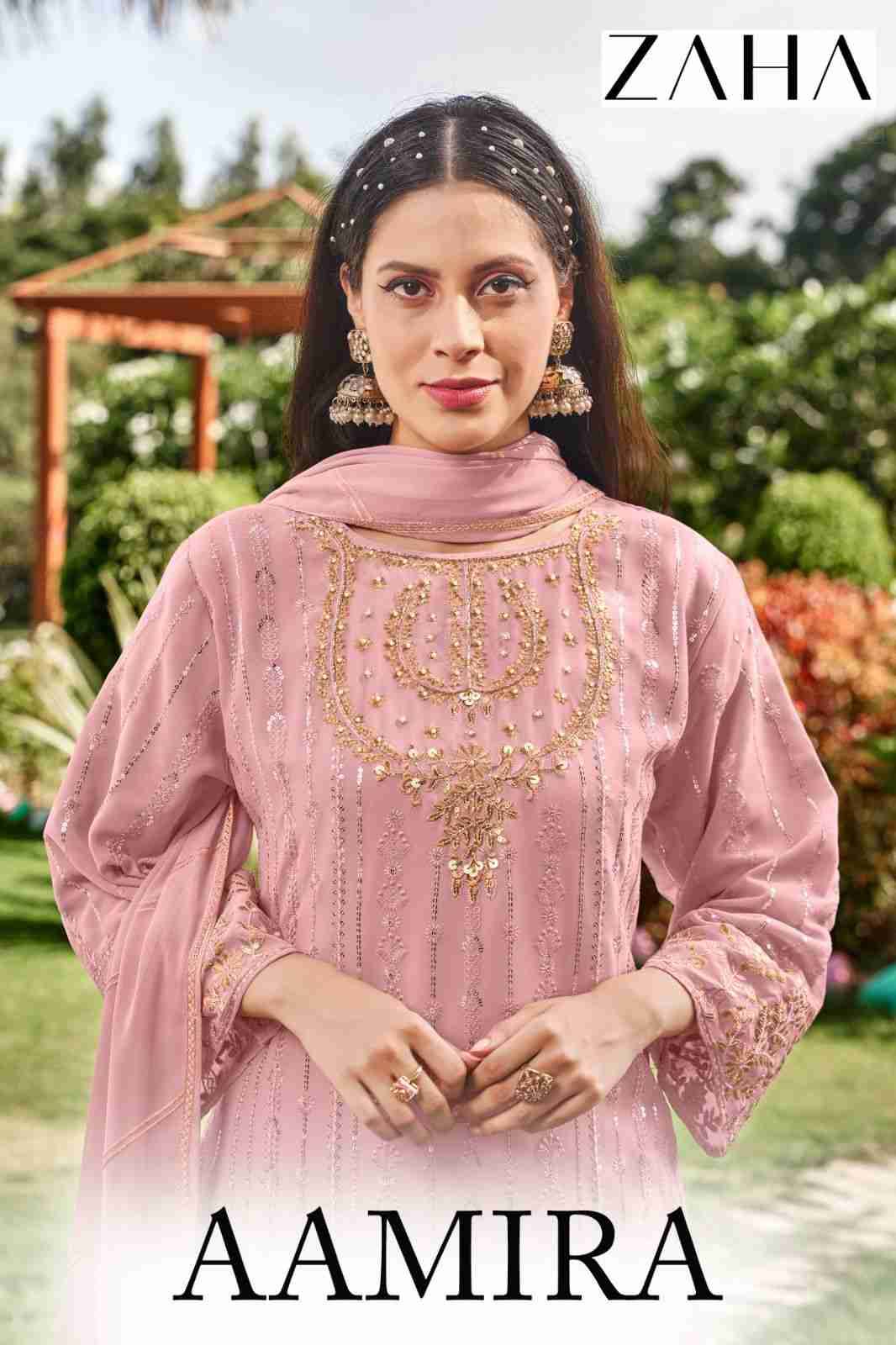 Aamira By Zaha 1001-A To 1001-D Series Beautiful Pakistani Suits Colorful Stylish Fancy Casual Wear & Ethnic Wear Faux Georgette Dresses At Wholesale Price