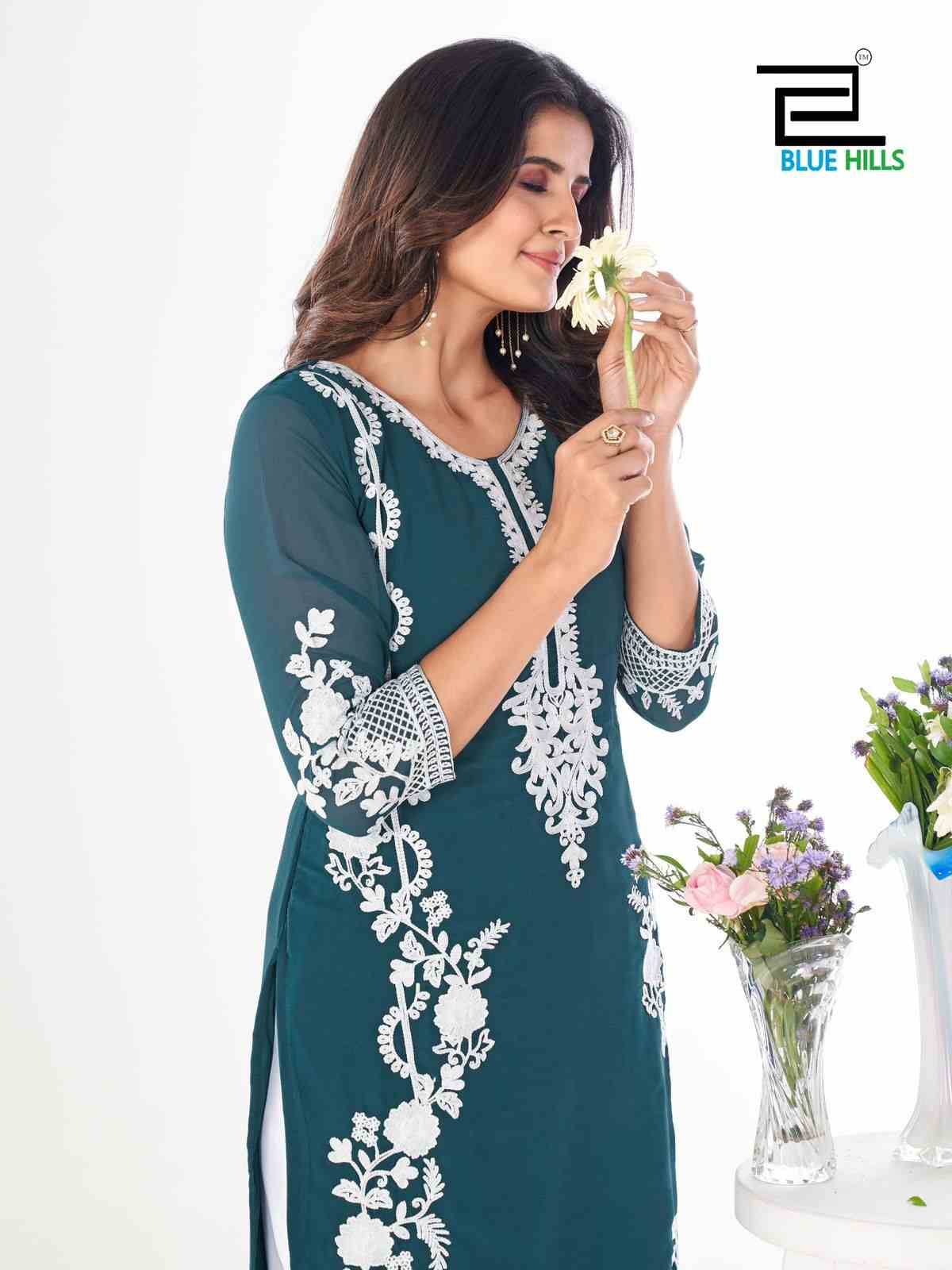 Ahana By Blue Hills 1001 To 1006 Series Designer Stylish Fancy Colorful Beautiful Party Wear & Ethnic Wear Collection Georgette Kurtis With Bottom At Wholesale Price