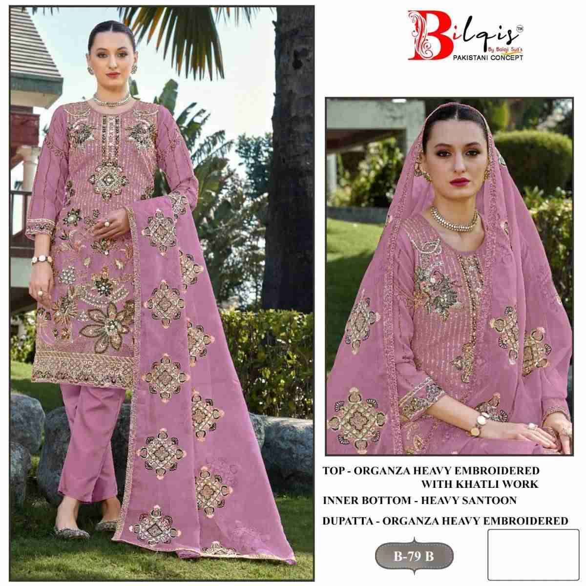 Bilqis 79 Colours By Bilqis 79-A To 79-D Series Beautiful Pakistani Suits Stylish Fancy Colorful Party Wear & Occasional Wear Organza Embroidery Dresses At Wholesale Price