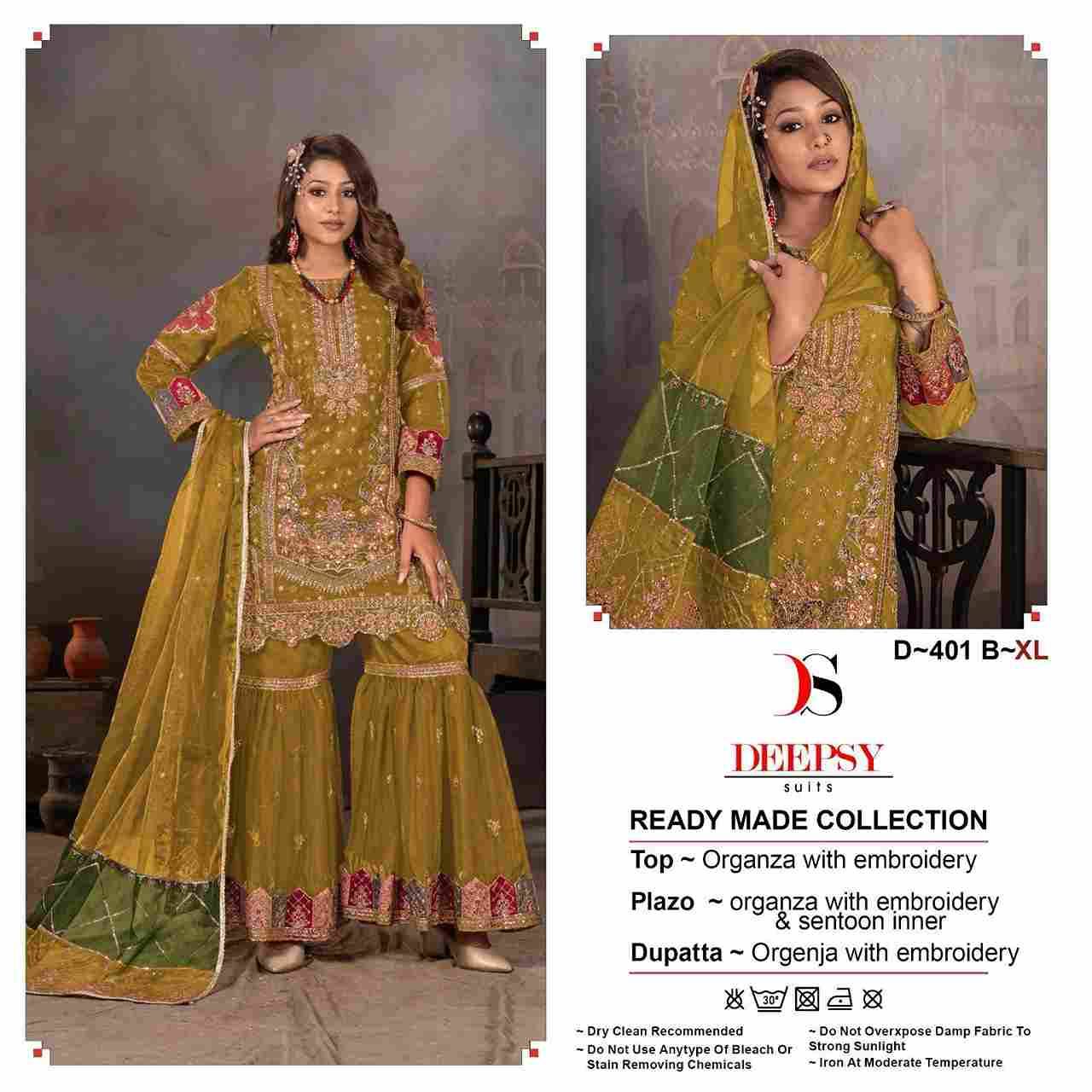 Deepsy Hit Design 401 By Deepsy Suits 401-A To 401-D Series Pakistani Suits Beautiful Fancy Colorful Stylish Party Wear & Occasional Wear Pure Organza Embroidered Dresses At Wholesale Price